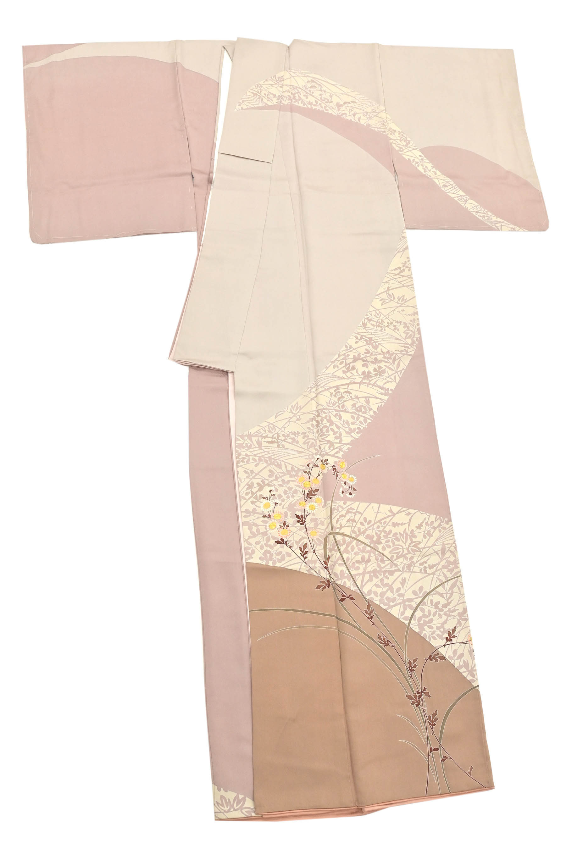 美品 袋帯 坂井教人 作家物 鳥 刺繍 正絹 長さ4ｍ25cm ピンクベージュ 