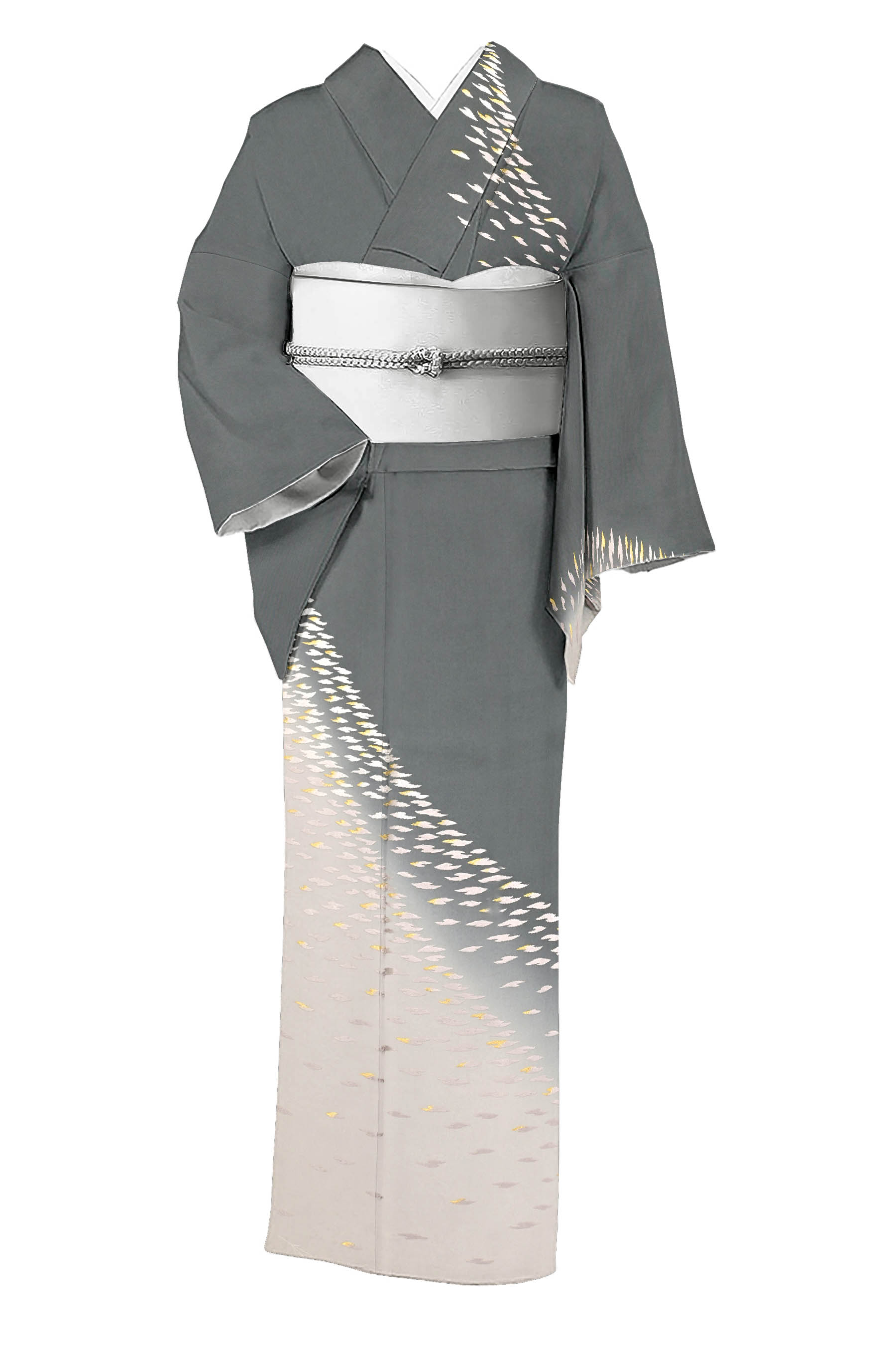 値下げ 単衣 生紬 青