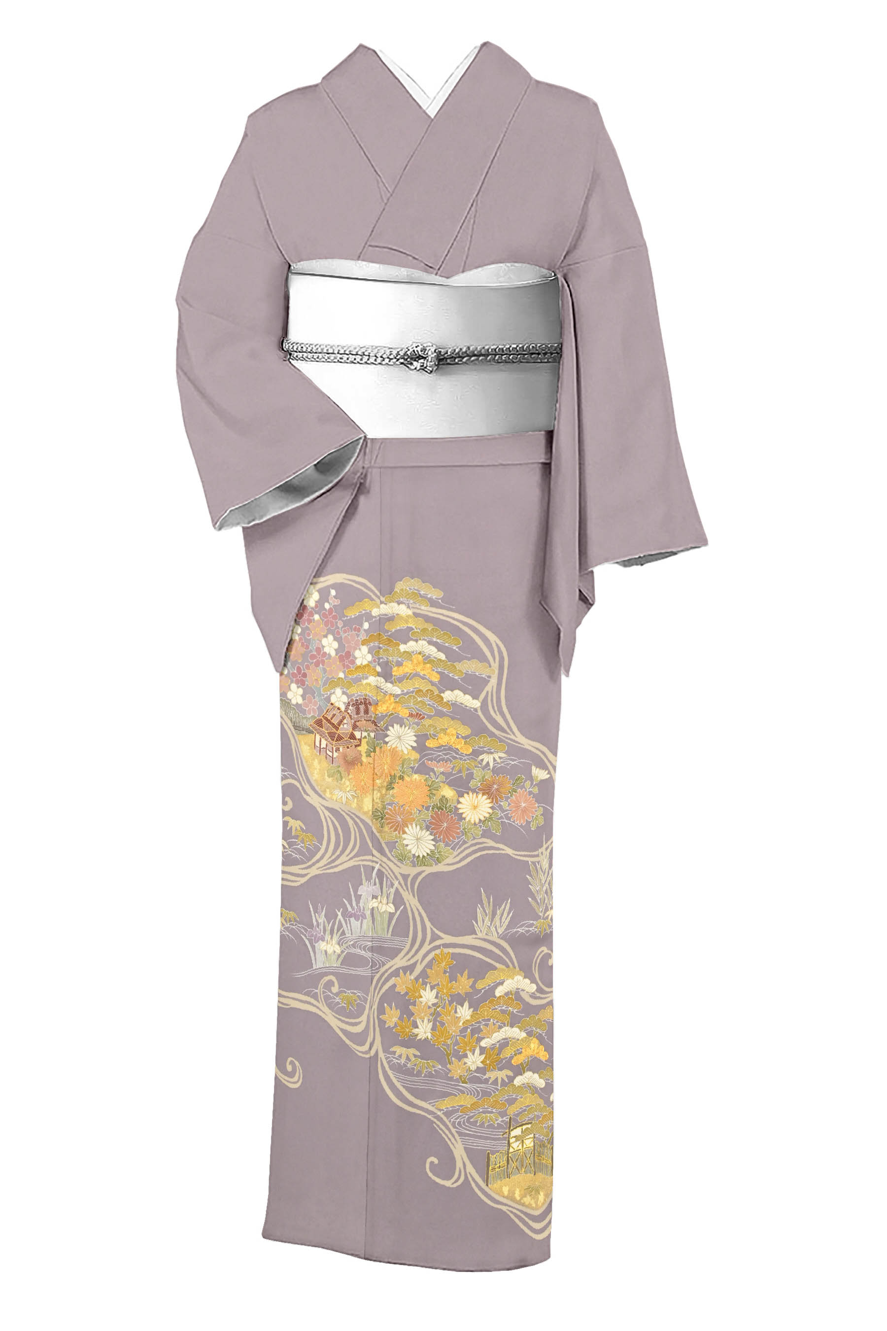 SALE／78%OFF】 京都老舗銘店 に志田 色留袖 琳派光琳波色紙梅花紋 