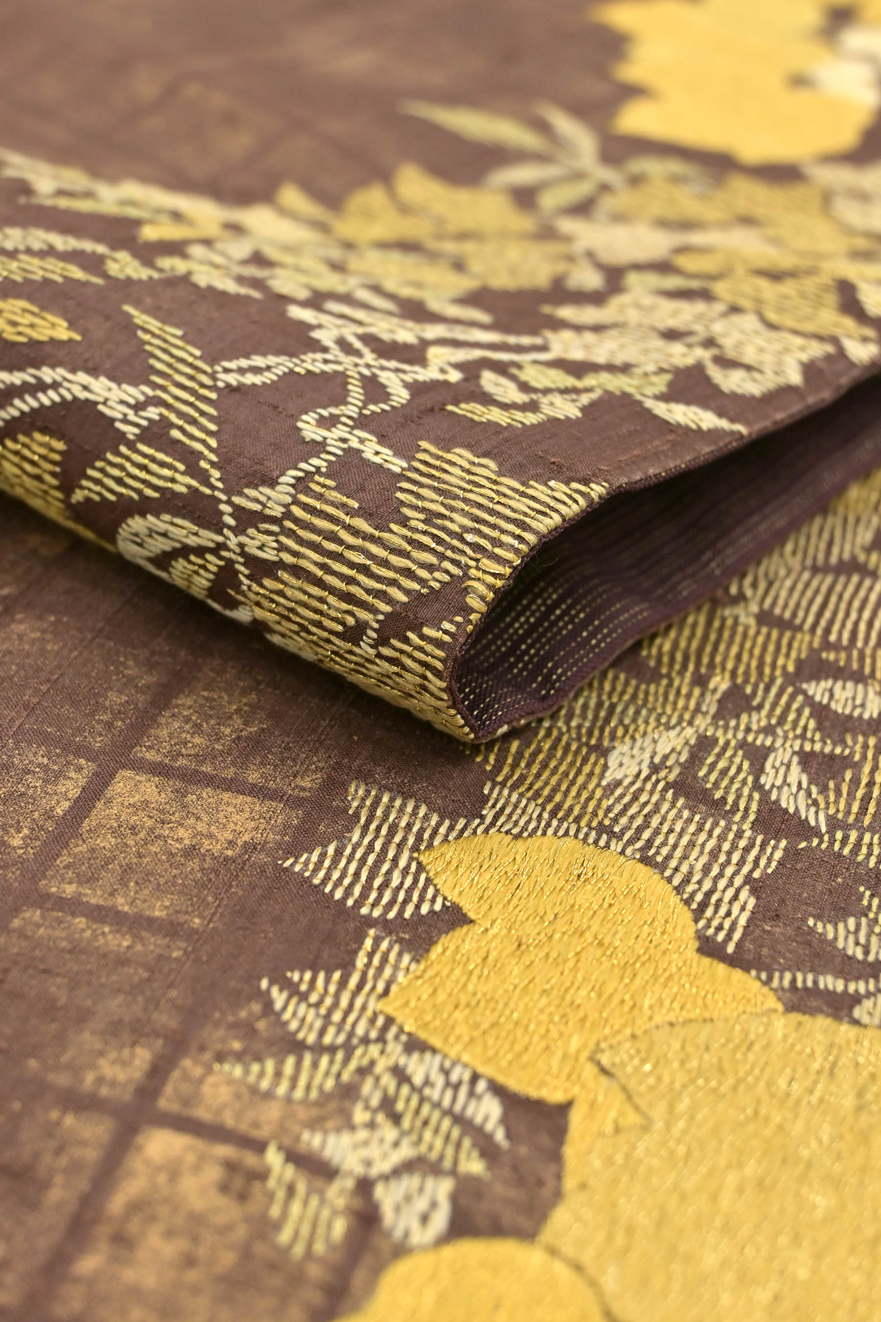 商品詳細 - 【貴久樹】本手刺繍手織り野蚕紬地袋帯・中古美品 京都 