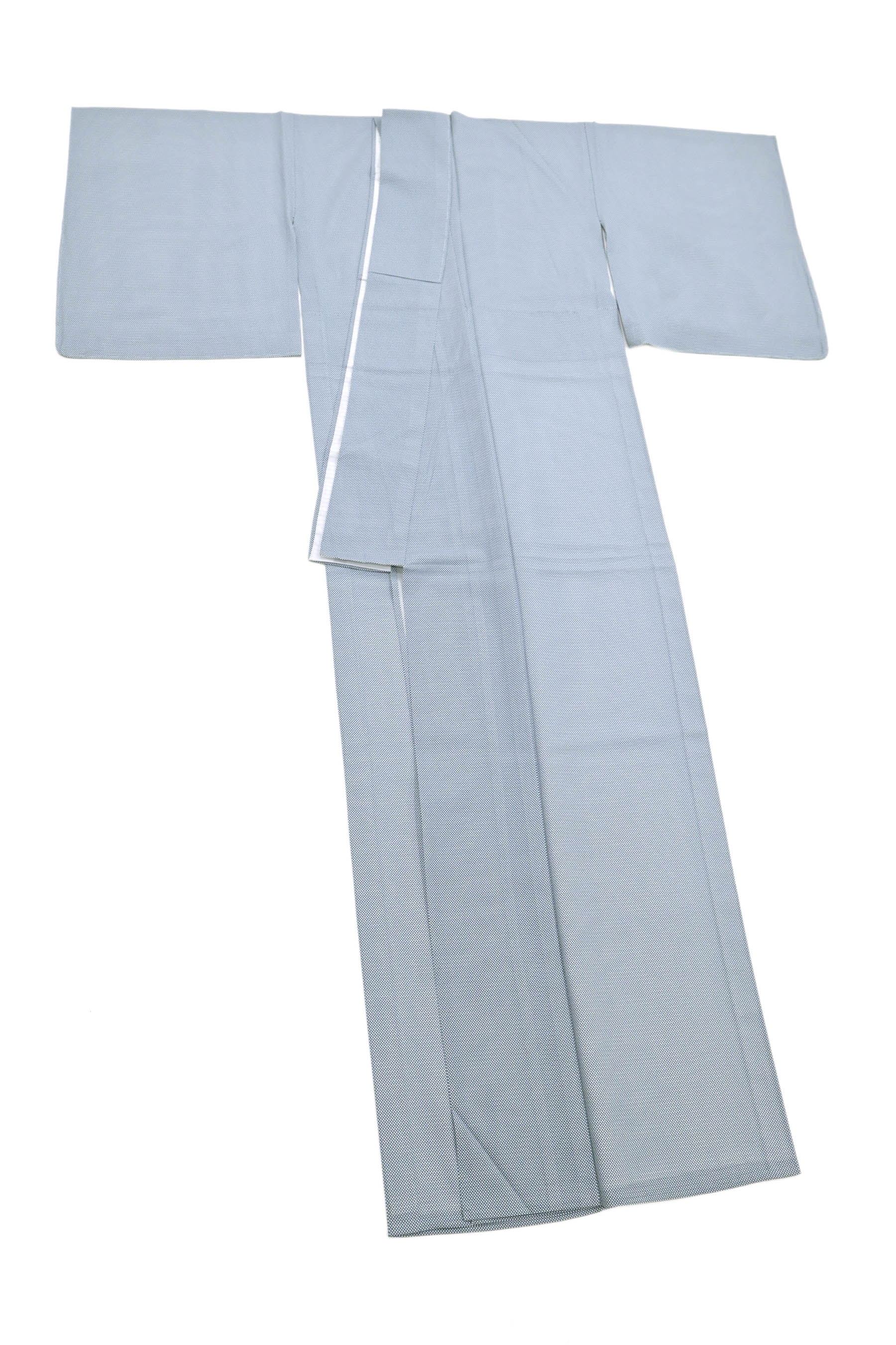 “掲載6日迄！” “毎日お得な掘り出し品！” 【夏着物】 【伝統工芸伊勢型写】 特選絽江戸小紋 ≪御仕立て上がり・中古品≫ 「行儀・青色」  重宝間違いなし！ スッキリ、シンプルな一枚。 身丈158　裄68.5