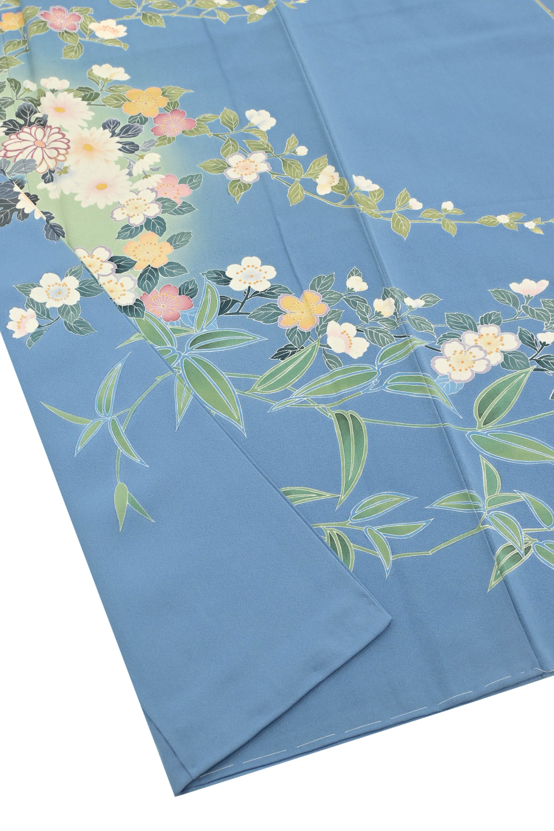 【22周年SALE】 【京加賀友禅】 特選本手加工友禅訪問着 ≪御仕立て上がり・中古美品≫ 「春秋花の丸」 穏やかな絹地にキリッと映える華やぎの美！  身丈154.5　裄63