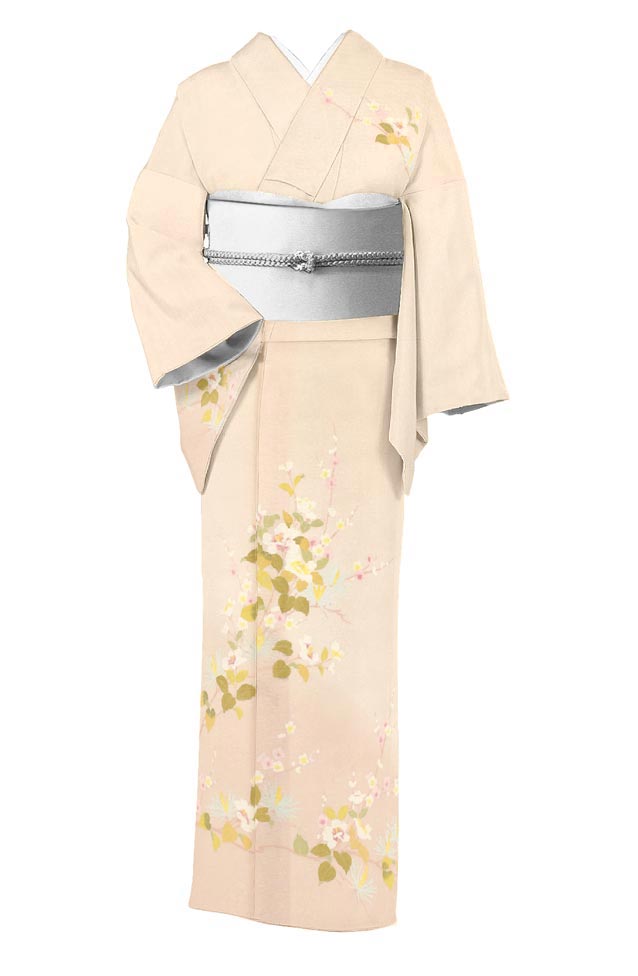 夏物】 【京の染匠】 本手加工友禅絽付下げ着尺 「椿梅若松模様」 上品な色彩美！  軽やかな夏の装いをあなたに！|京都きもの市場【日本最大級の着物通販サイト】