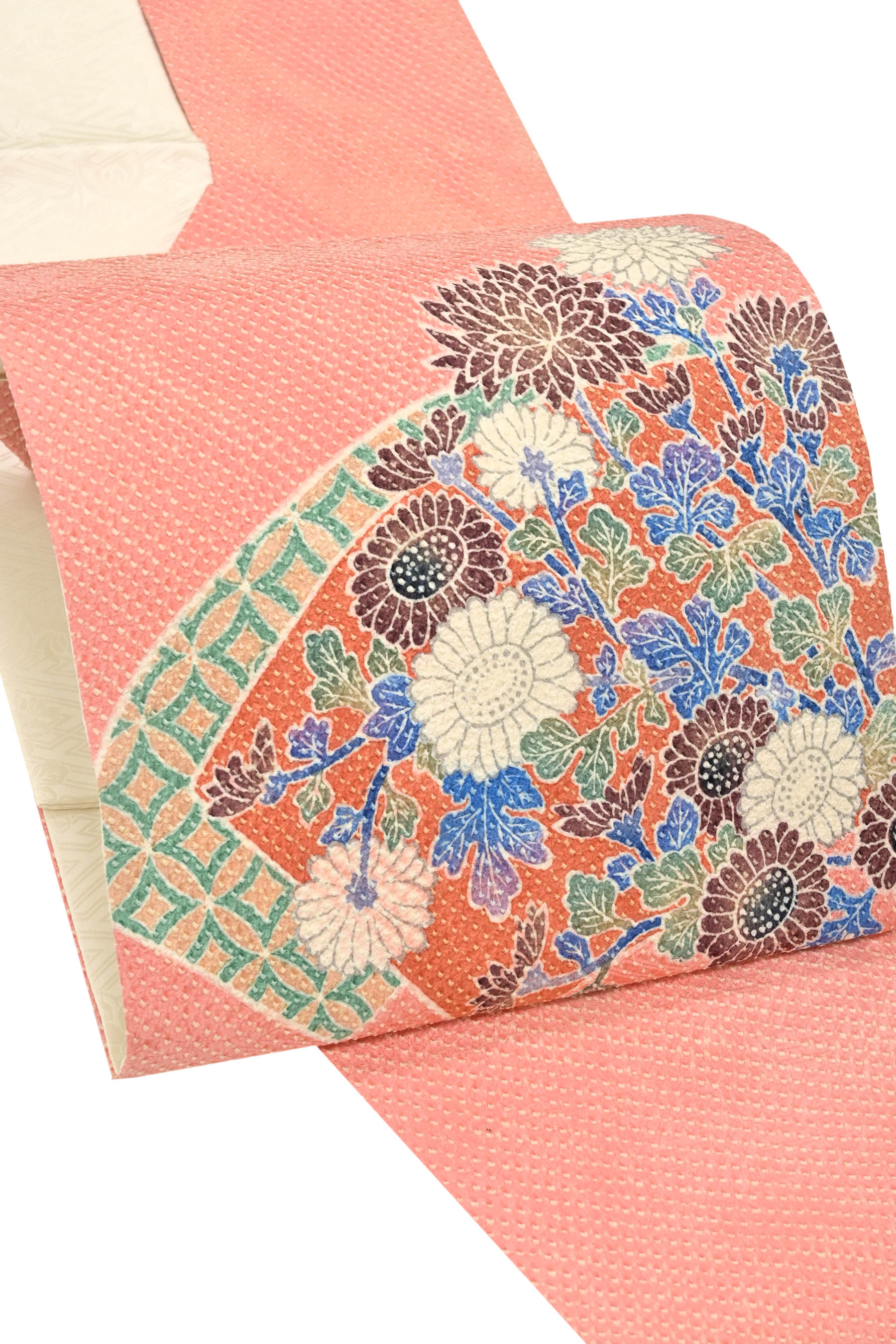 【藤娘きぬたや】 特選総絞り染九寸名古屋帯 ≪御仕立て上がり・新古品≫ 「扇面菊花文」 絞りならではの富貴な表情。 シーズンオフ価格！
