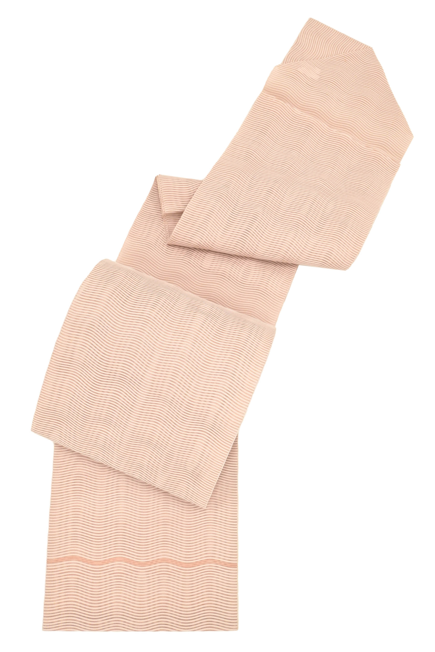 【夏物】 正絹絽綴れ八寸名古屋帯 ≪お仕立て上がり・中古美品≫ 「波横段・灰桜色」 ◇全通柄 淡い彩りの夏綴れ帯… 夏姿に重宝!