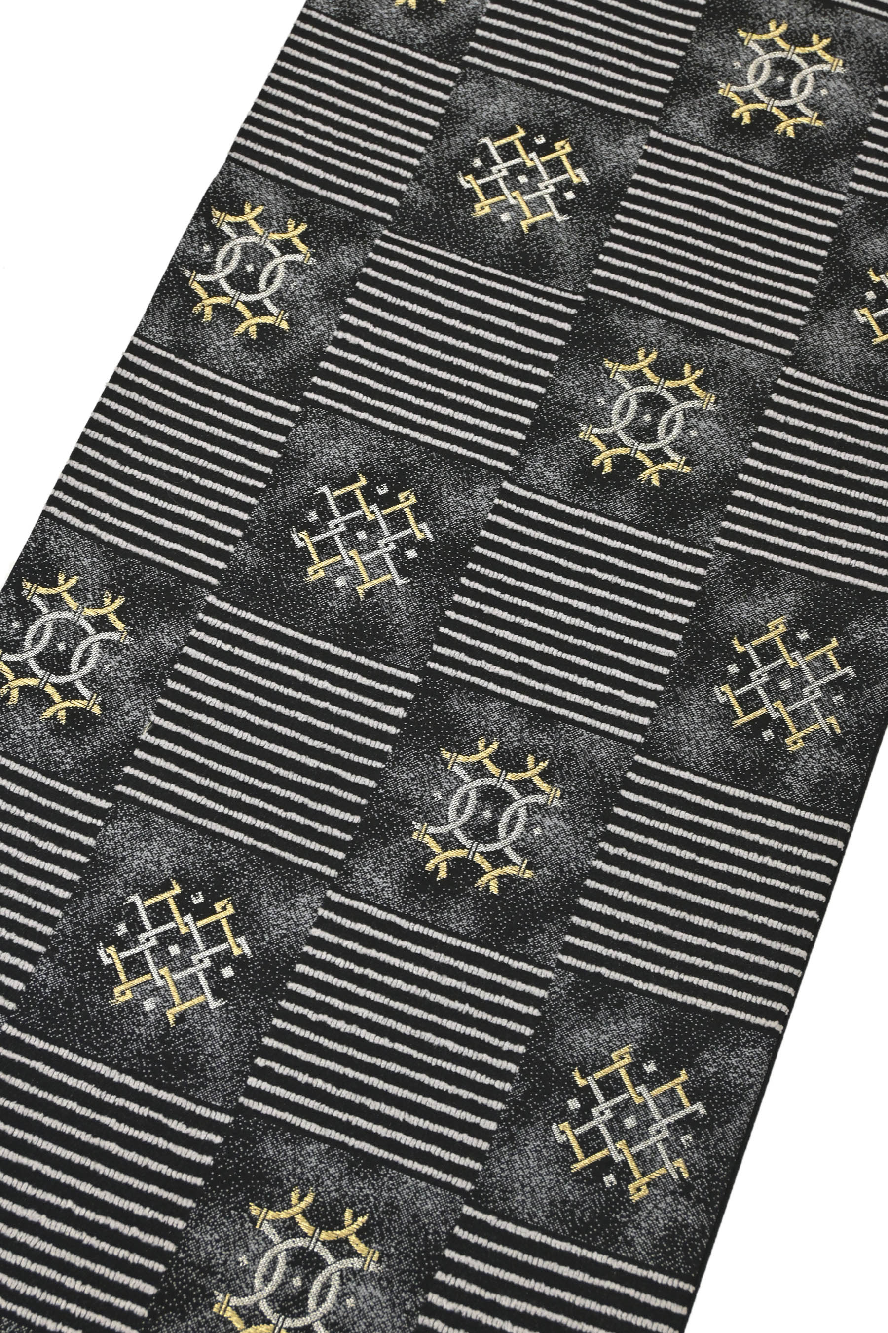 創作袋帯 モール糸使用 ≪御仕立て上がり・中古品≫ 「抽象市松紋」 織の風合い豊かに！