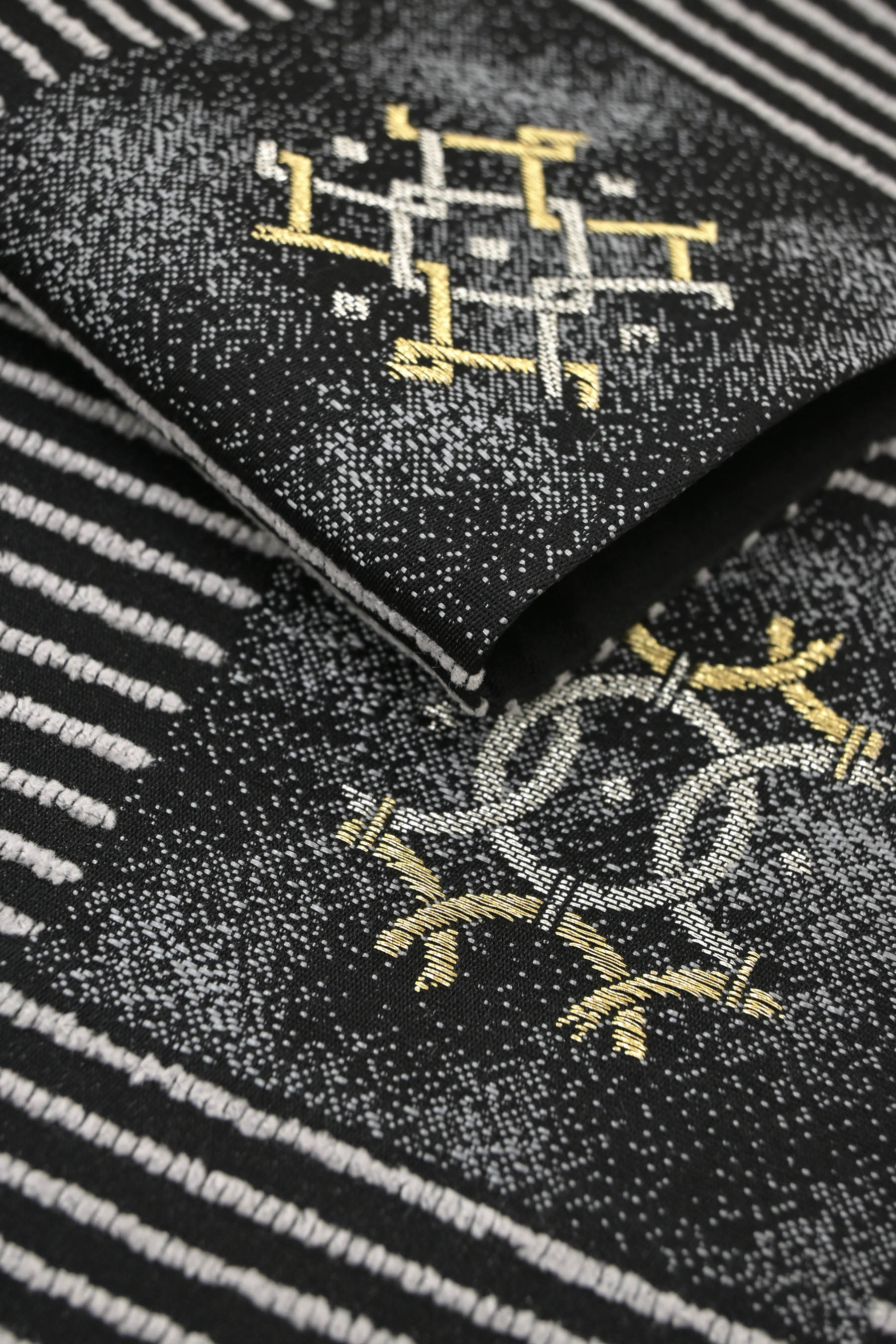 創作袋帯 モール糸使用 ≪御仕立て上がり・中古品≫ 「抽象市松紋」 織の風合い豊かに！
