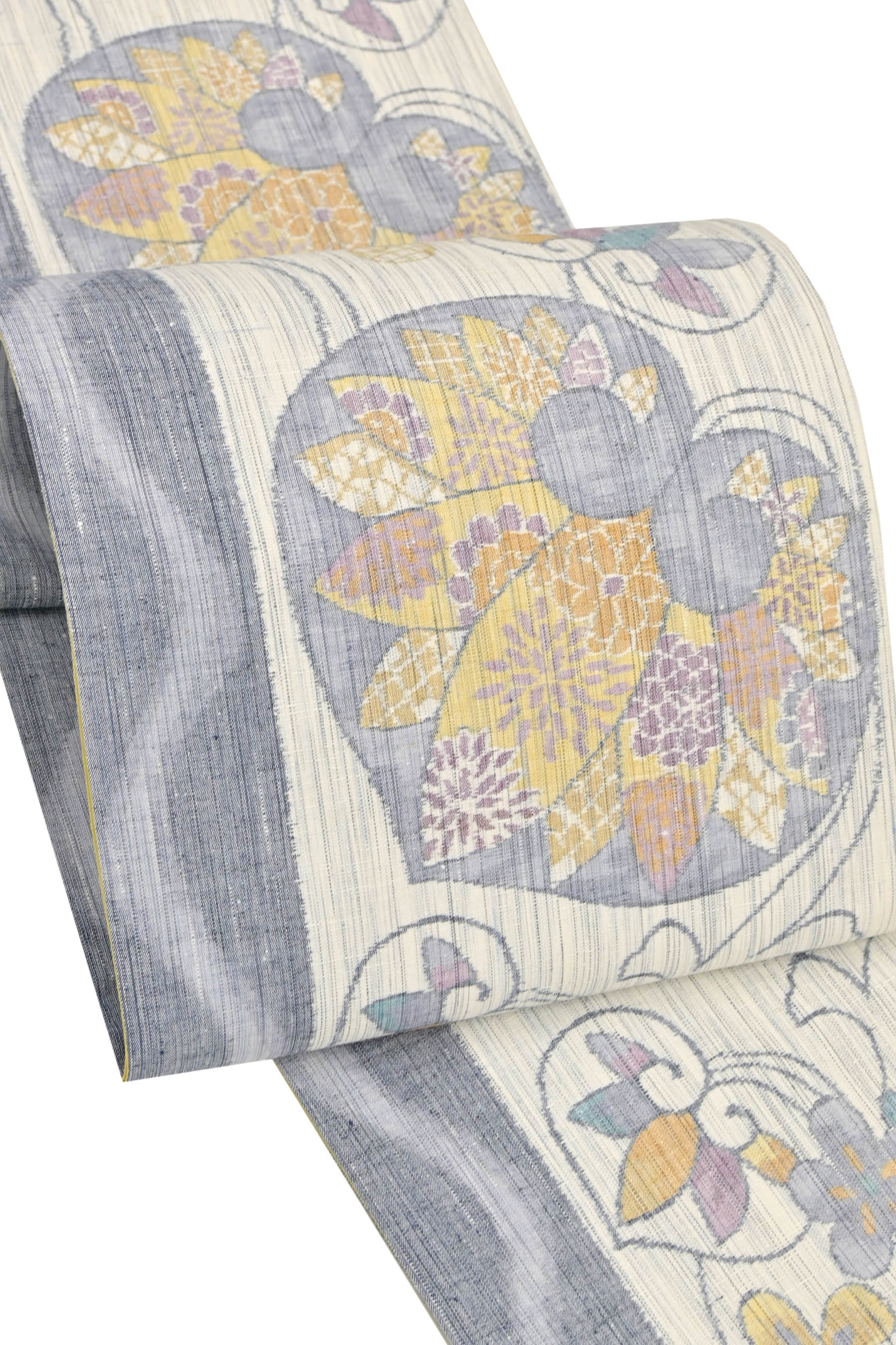 正絹絵絣紬袋帯 ～結織全通絣帯～ ≪御仕立て上がり・中古美品 