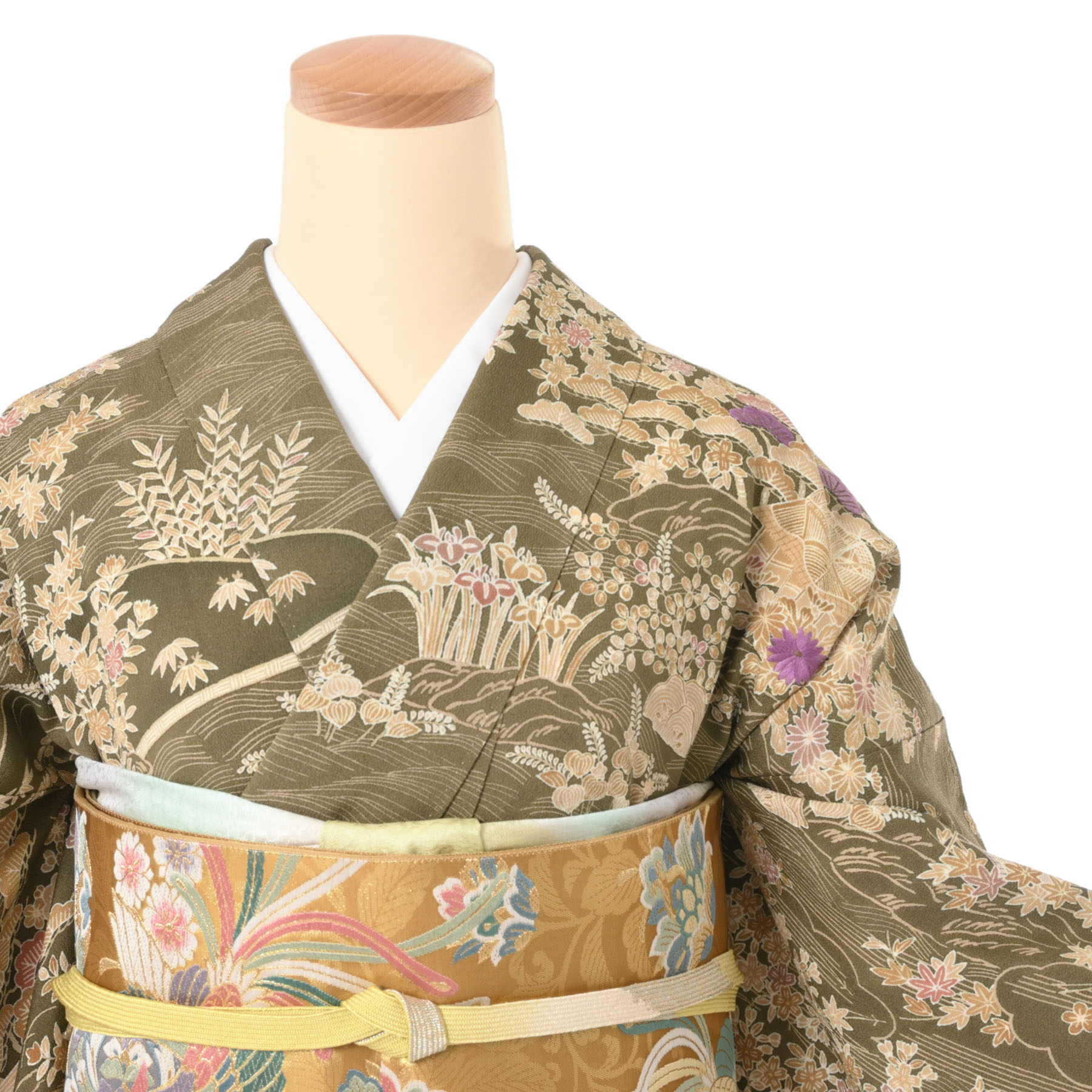 ❰1800❱ フルセット　小紋　名古屋帯　帯締め　帯揚げ　正絹　着物