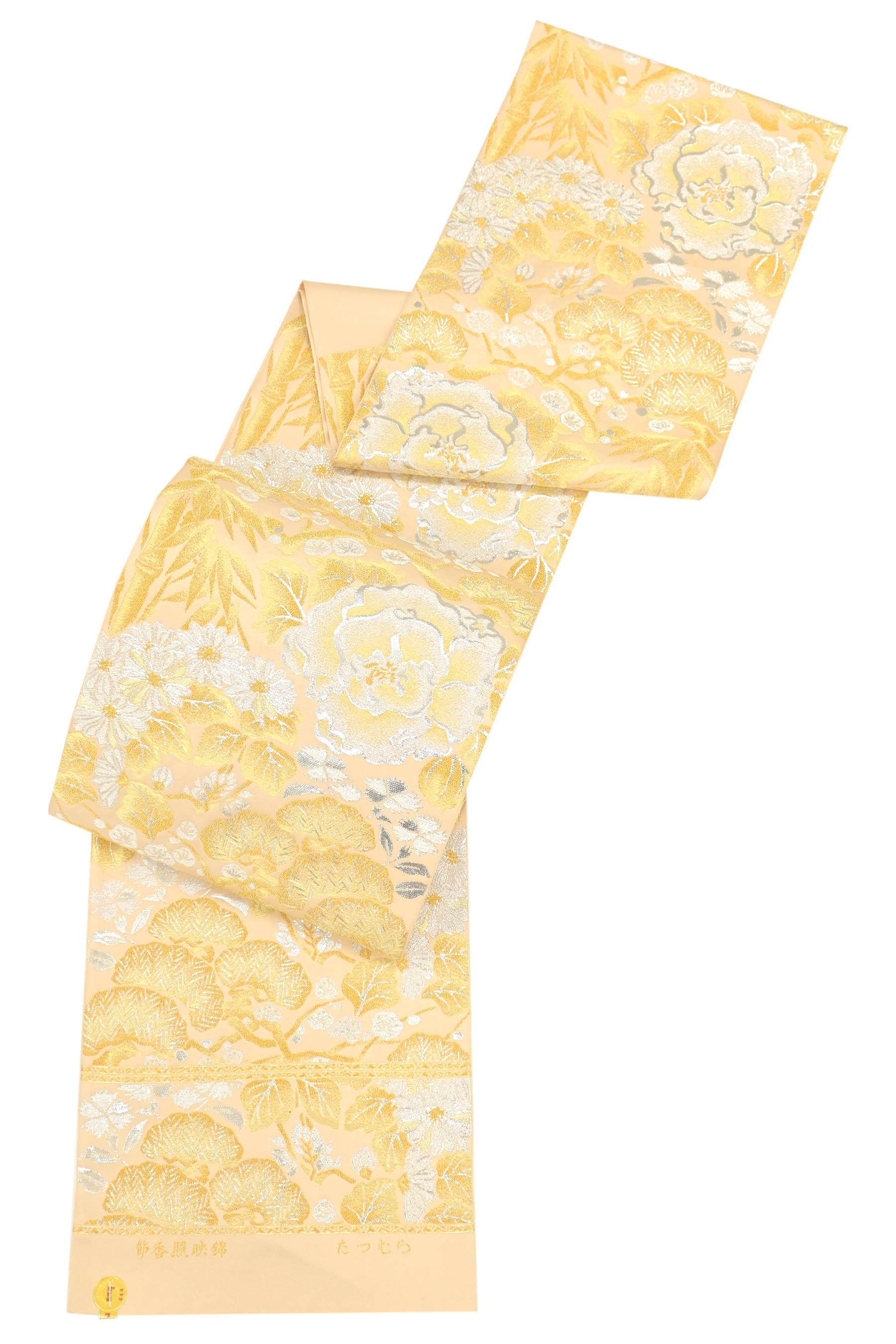 本袋帯【たつむら】龍村美術織物 対壽楽鳥 正絹 六通柄 橙色 金糸 振袖にも⭐︎