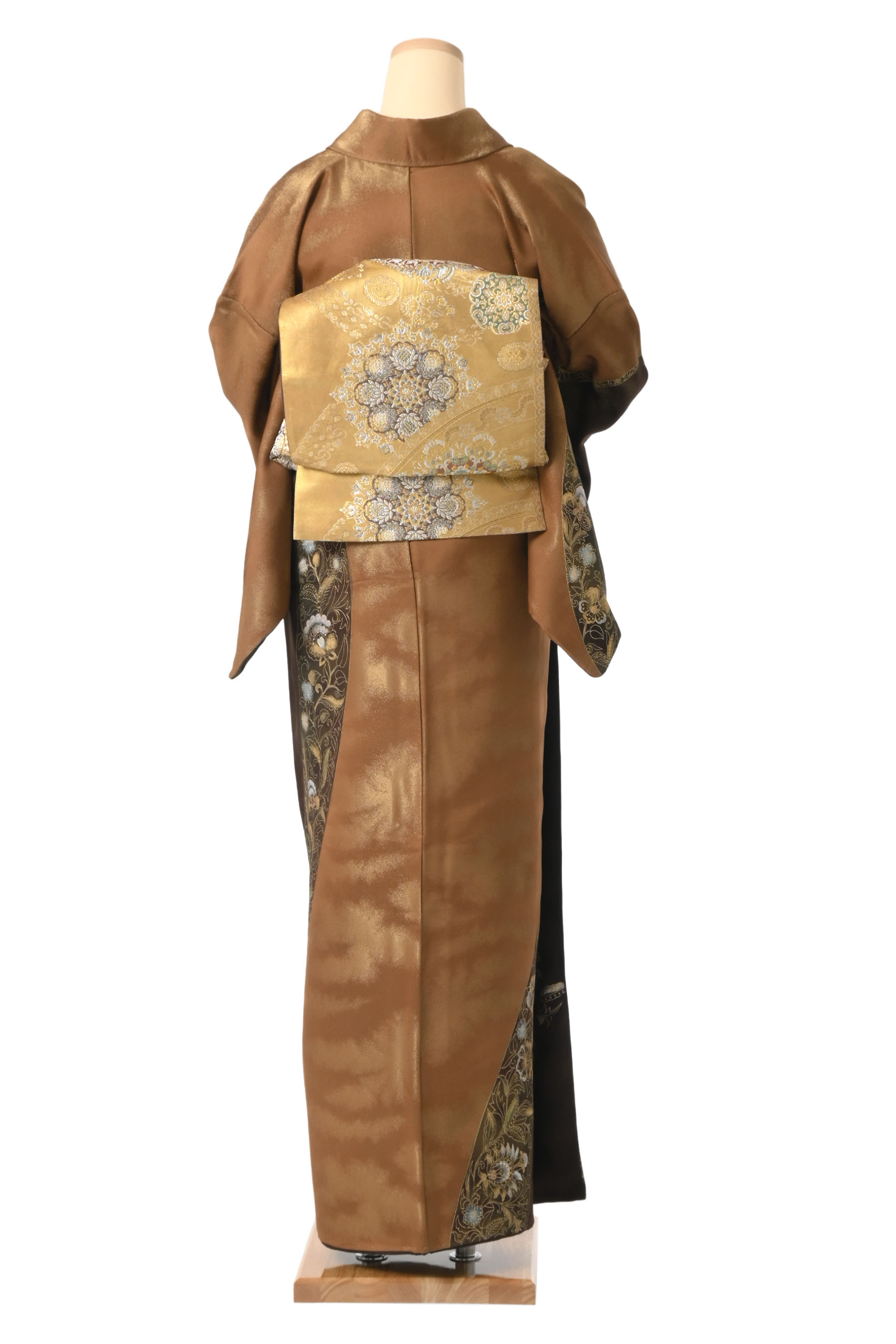 ”Web限定販売！”≪お仕立て上がり・中古美品≫「訪問着：桜文・黒色　袋帯：銀地」身丈166.5　裄71