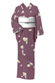 【東レシルック】 お仕立て上がり小紋 新品・単衣仕立て 型絵染風模様 濃紫色 ＃新品 身丈163cm 裄68cm