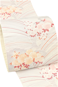 金通し 竹と菱に花模様の袋帯 着物-