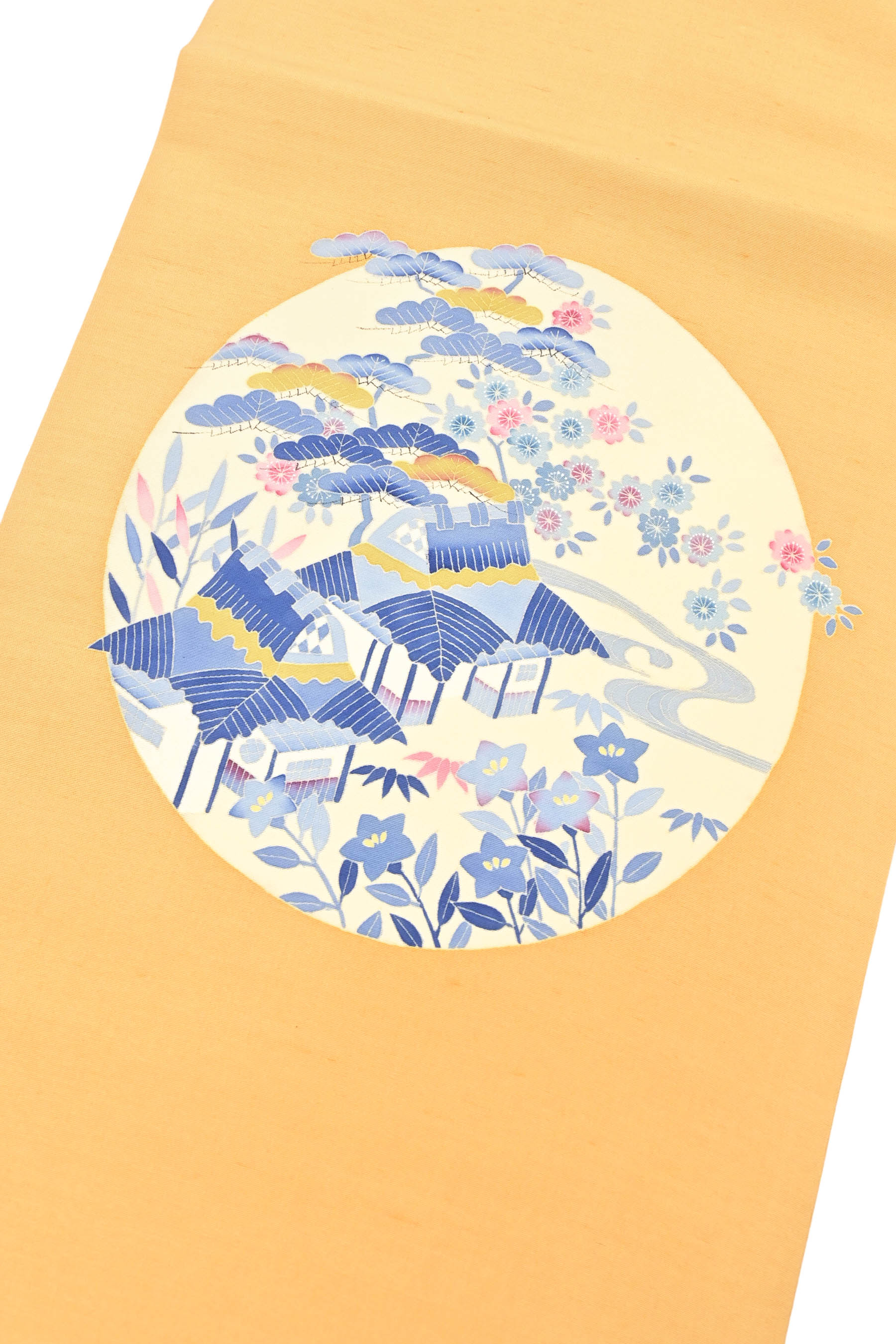 加賀友禅作家 水野陽子(博寿)】 正絹本加賀友禅紬九寸名古屋帯 ≪御 加賀友禅作家 水野陽子(博寿)】 正絹本加賀友禅紬九寸名古屋帯 ≪御
