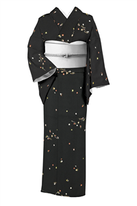 【完売】  単衣のきもの 付下げ調小紋 生成り色 陰陽竹林 身丈162cm 着物・浴衣