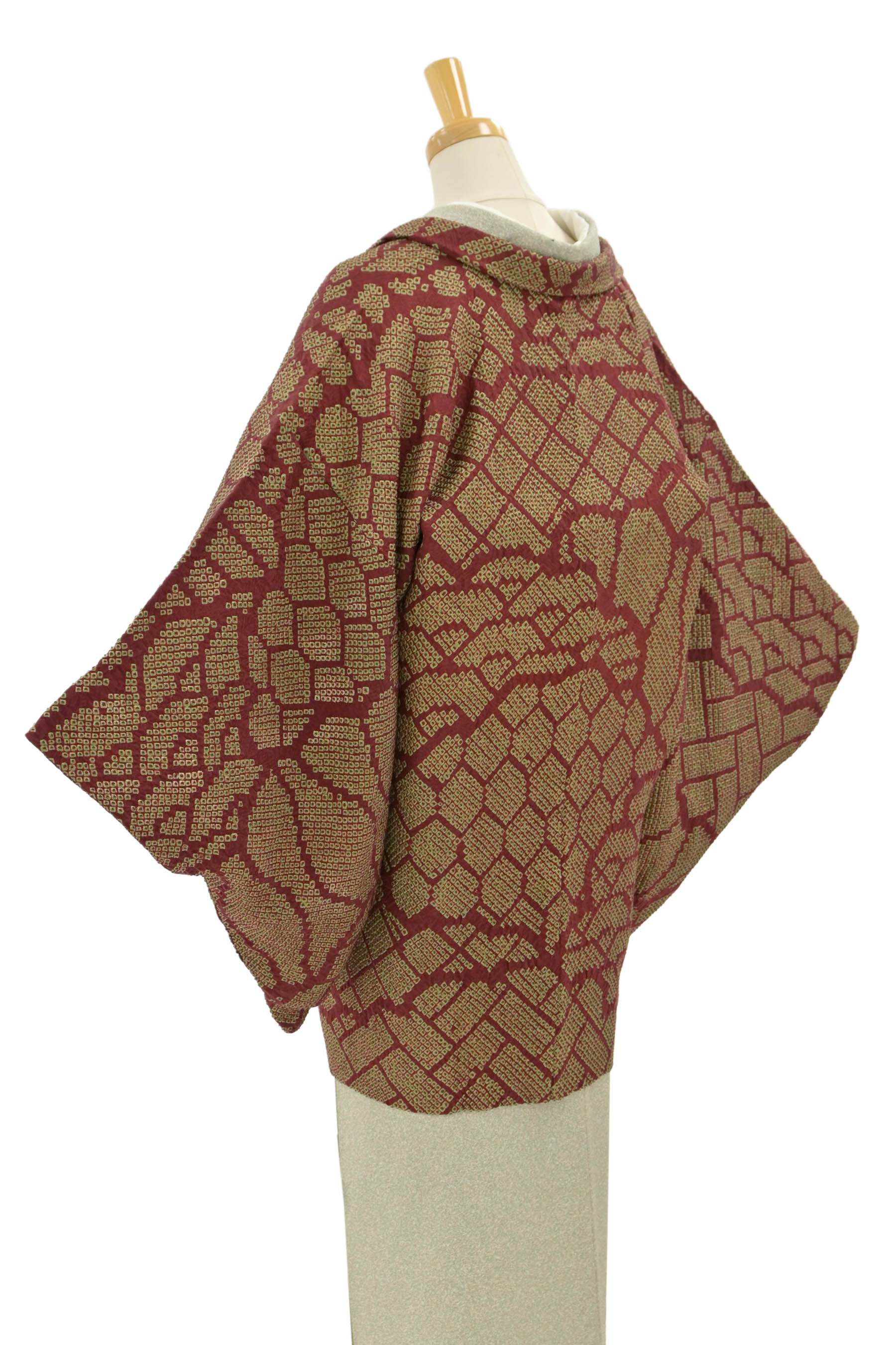 京染 非褪色総絞り正絹 袷 羽織 手縫い着物コート - 着物