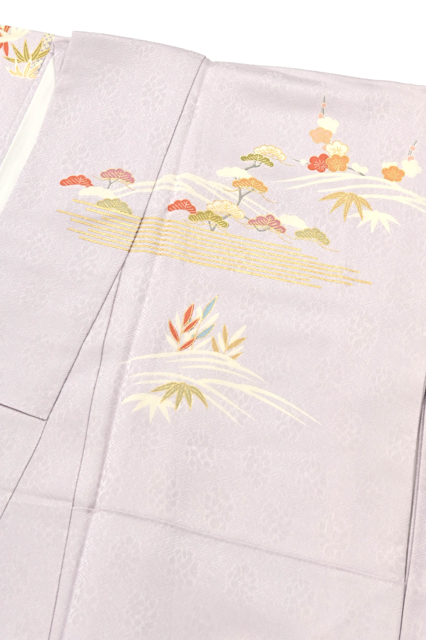 正絹、作家物、金彩紗綾型に花古典柄、刺繍、訪問着 （京の染匠