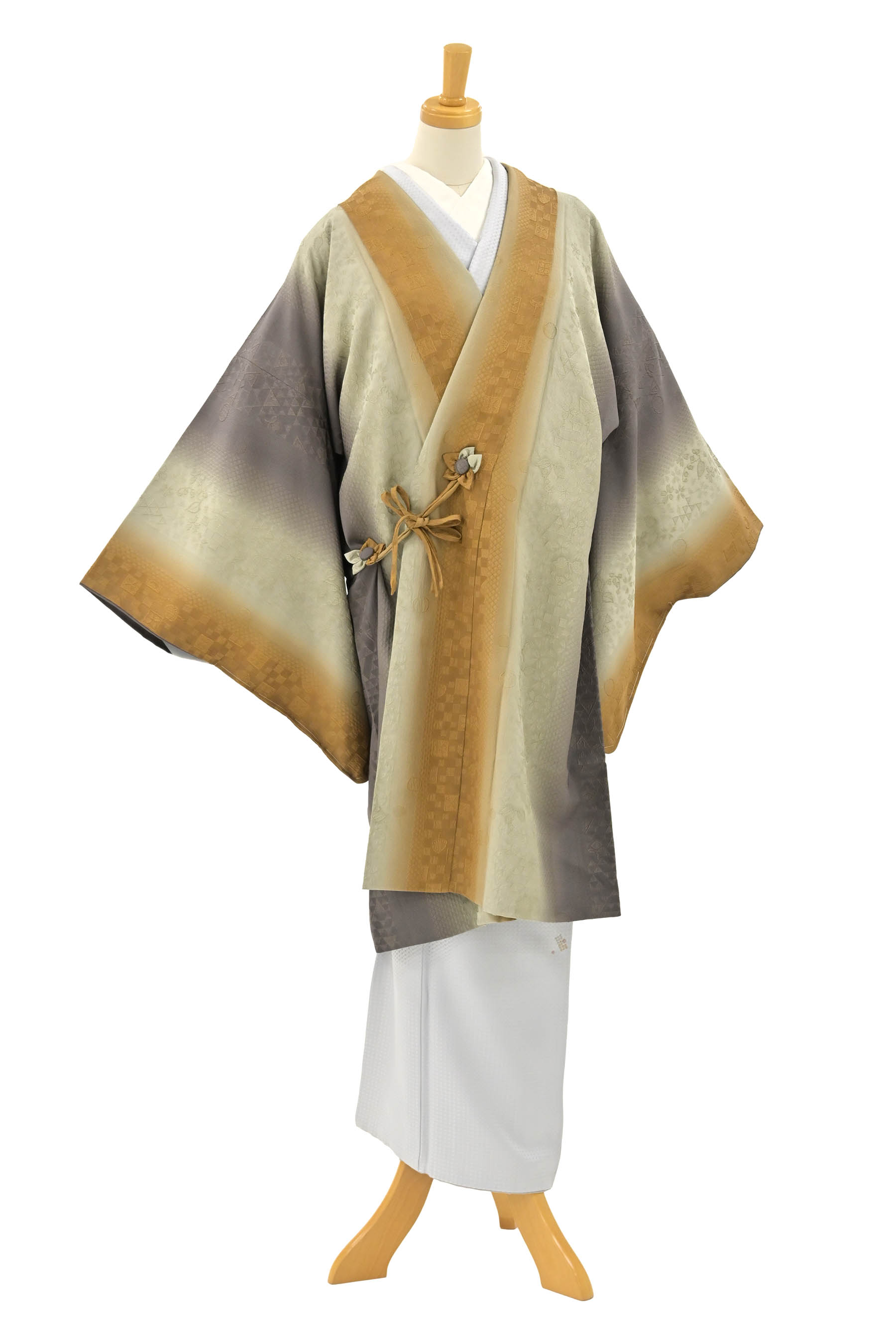 正絹長羽織地紋無地染単衣裄70cm