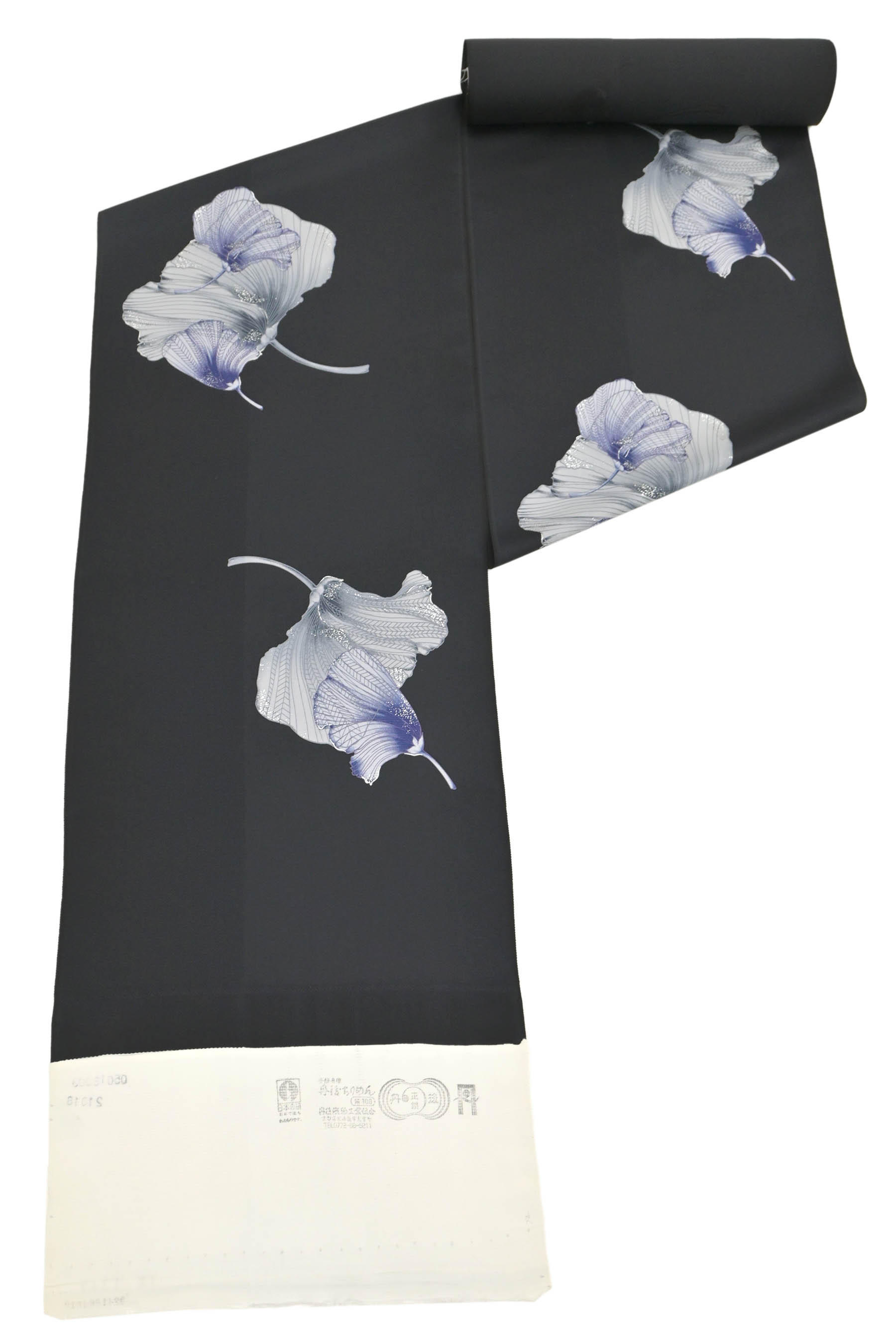 新品未使用】染小紋＜丹後ちりめん・手染加工品・枝桜文＞着尺