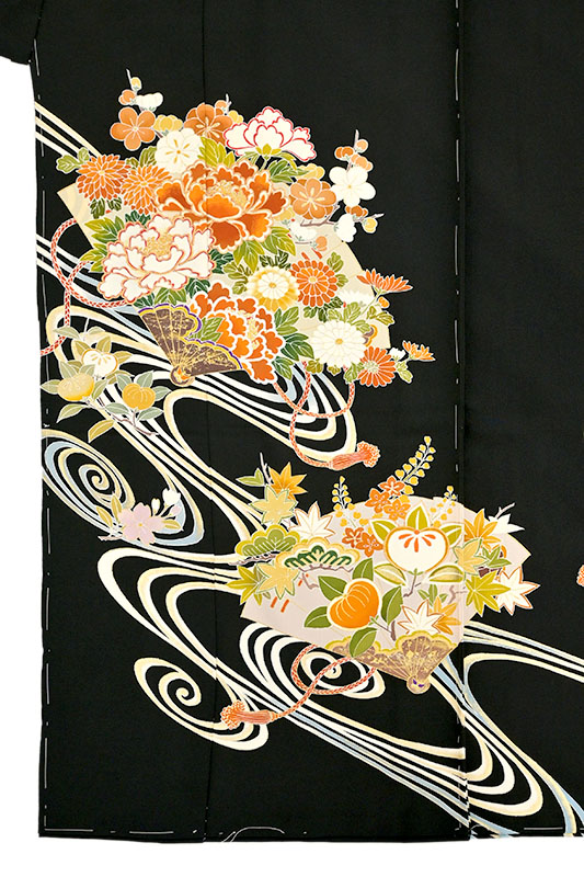 逸品 はりつい 超豪華手描き京友禅そごう誂え黒地 振袖