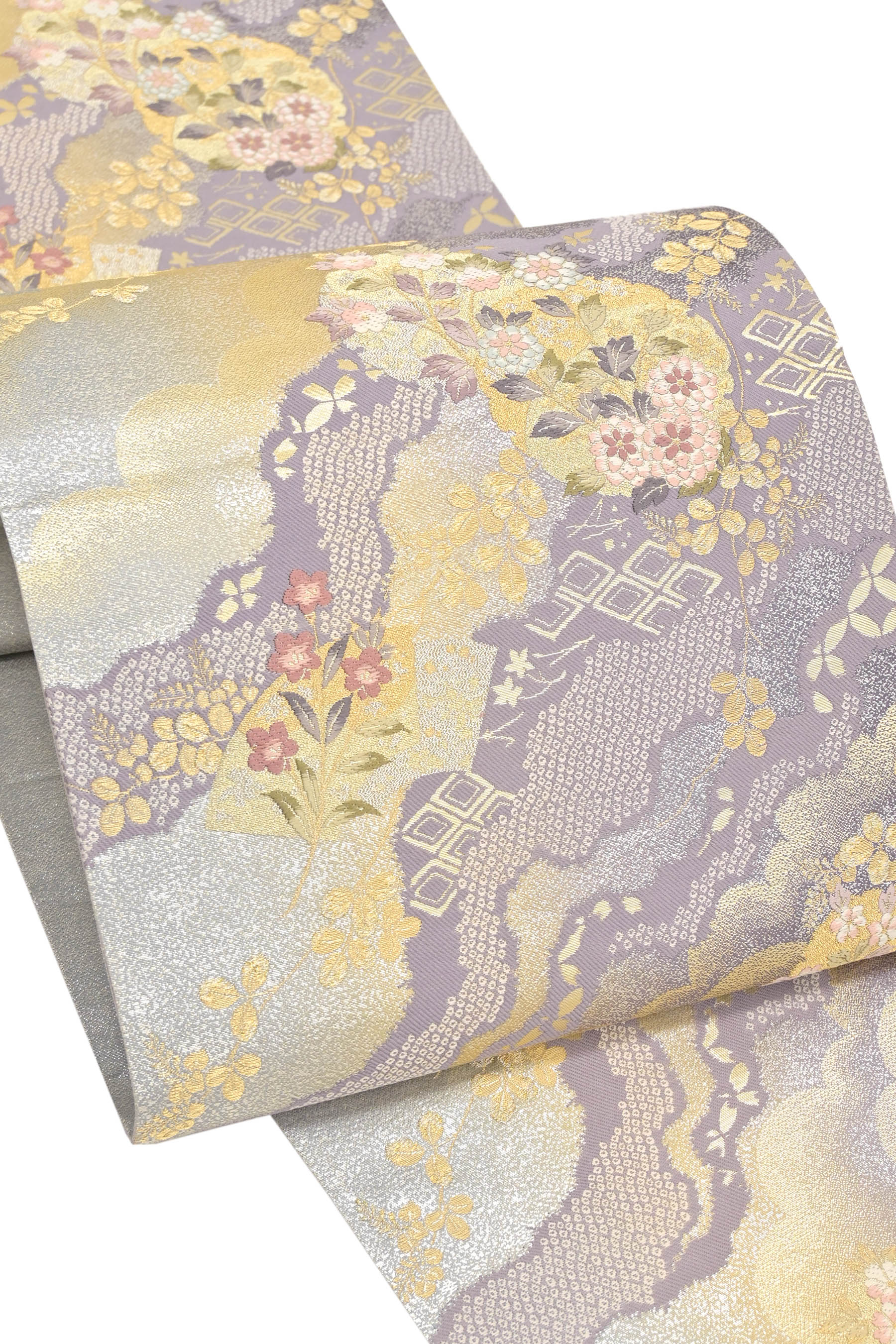 工芸絵絣小千谷紬 ≪御仕立て上がり・中古美品≫ 「段違彩花拾遺