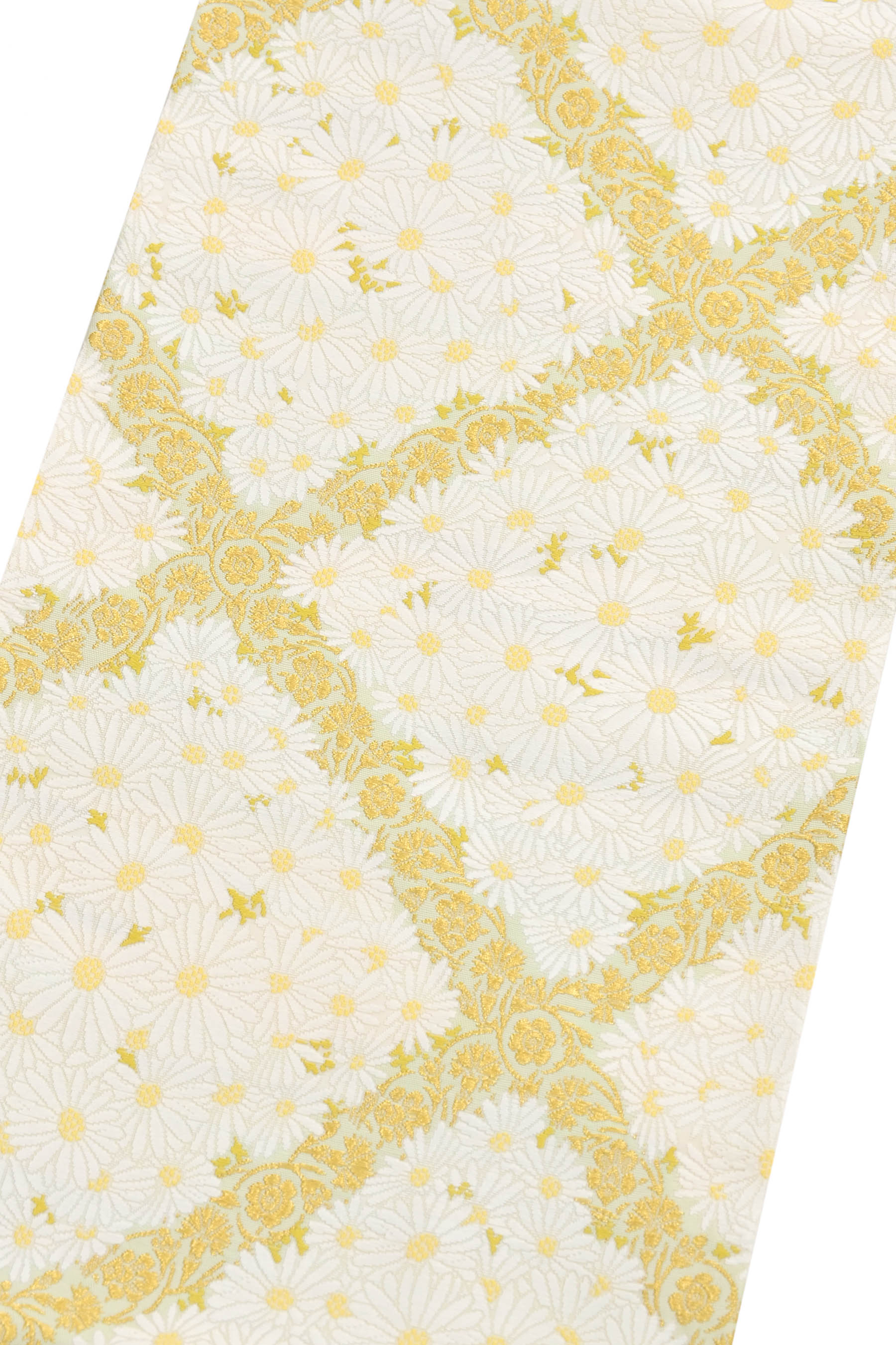 408my124☆服部織物 本金箔 袋帯 唐織 能衣扇面文様 菊 桜☆難あり 408my124☆服部織物 本金箔 袋帯 唐織 能衣扇面文様 菊 桜☆難あり