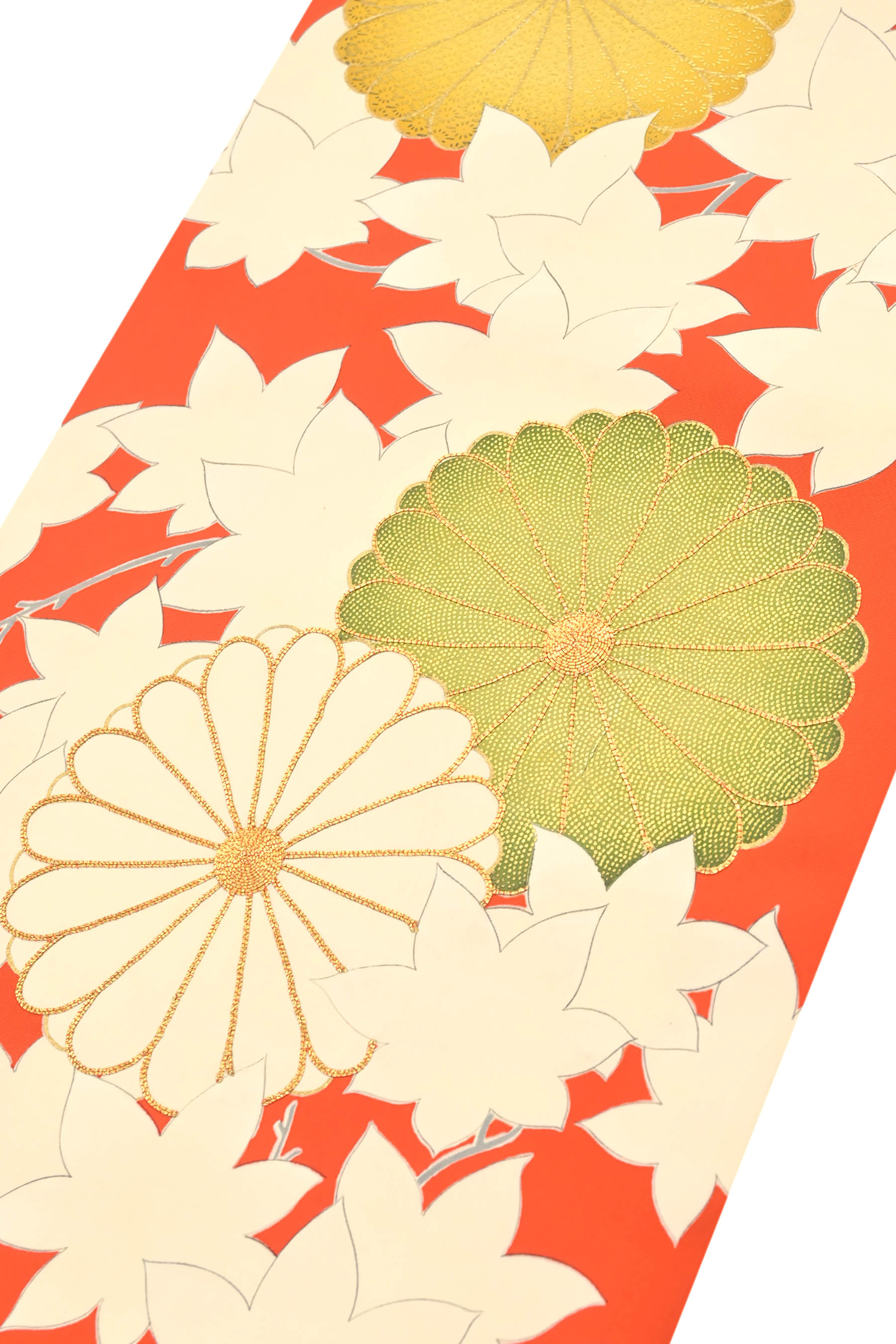 振袖・長襦袢セット 紫 花扇文様 銀箔 正絹 昭和レトロ（お仕立て 