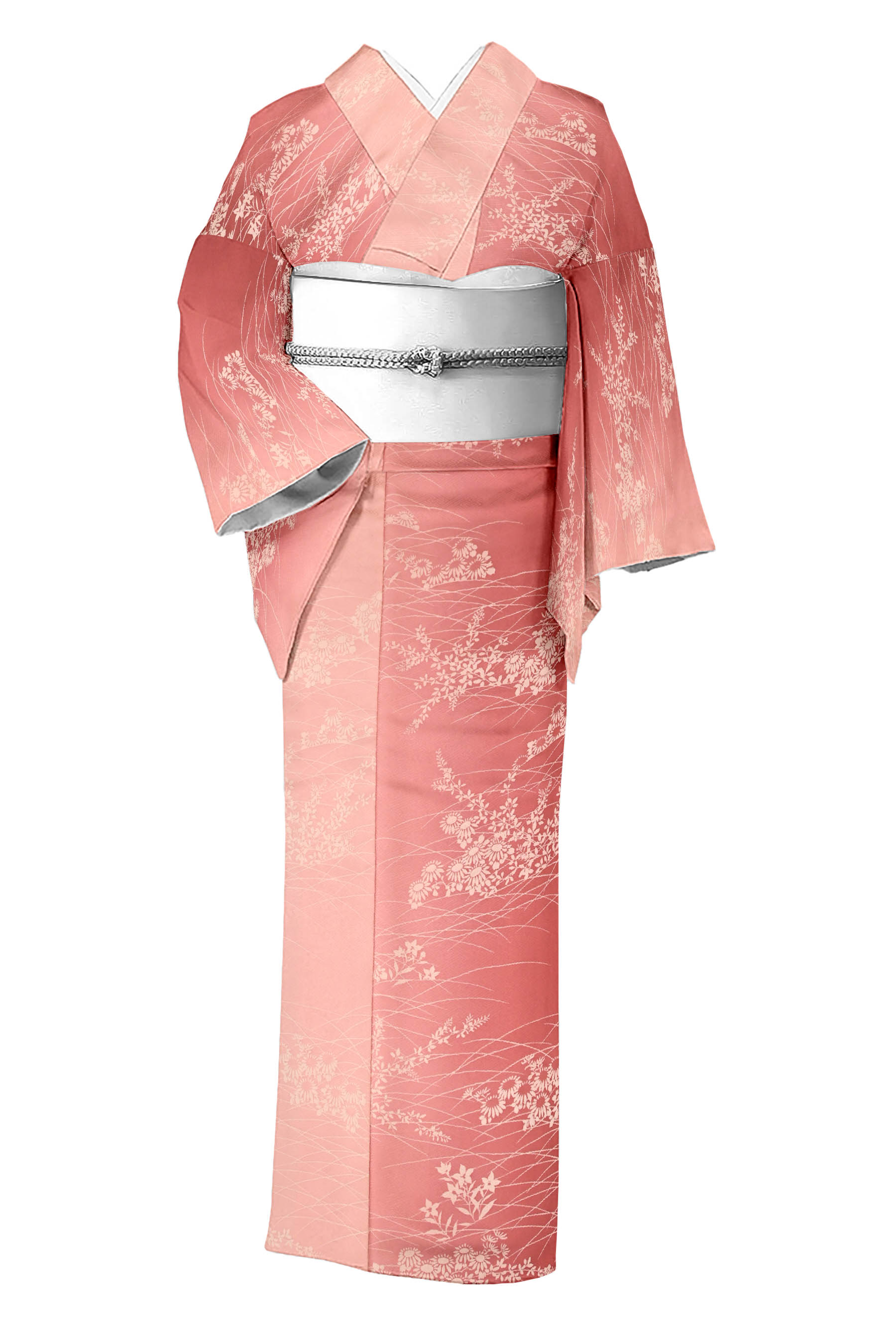 50%OFF 花文 黒 小紋 夏着物 絽 未使用品 身丈161cm 正絹 裄丈64cm 着物・浴衣