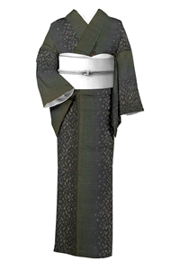 No.4967　小紋 前田仁仙花布　落款　反物 正絹　着物　新品未使用 No.4967 小紋 前田仁仙花布 落款 反物 正絹 着物 新品未使用