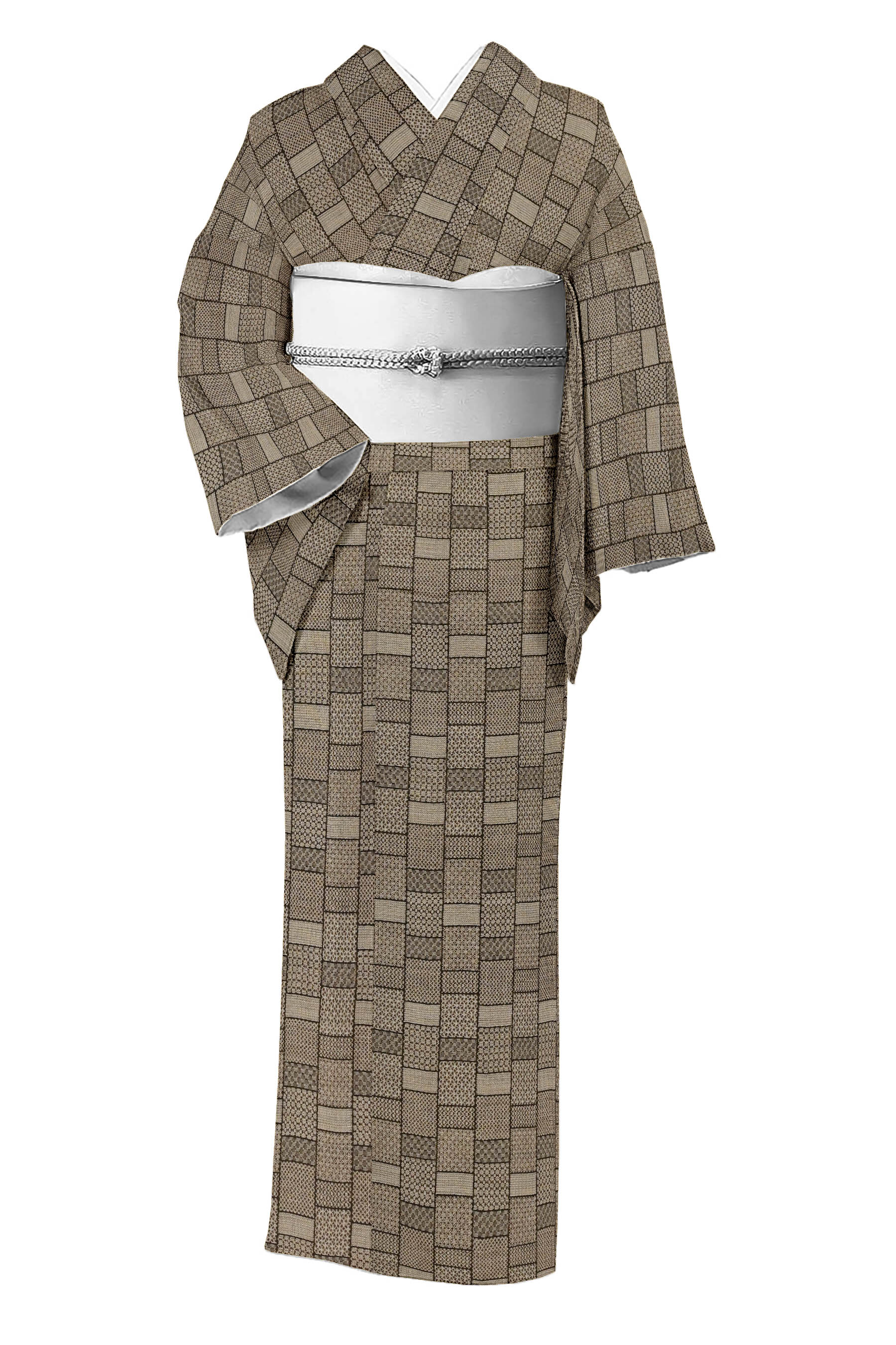 立涌に鶴・桐模様織出し丸帯【中古】【着】：Kimono-Shinei 2号