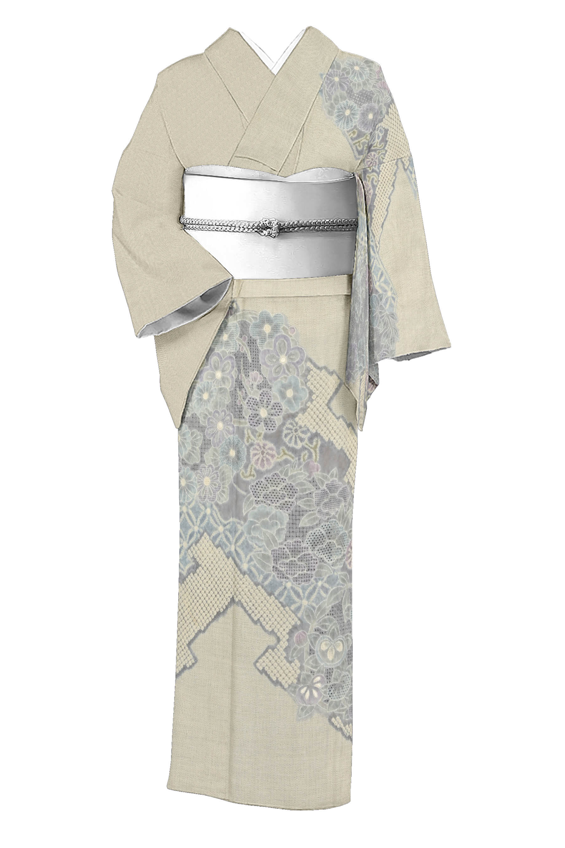 藤娘きぬたや×本場白大島紬】 本手絞り染白大島紬地訪問着 スワトウ 