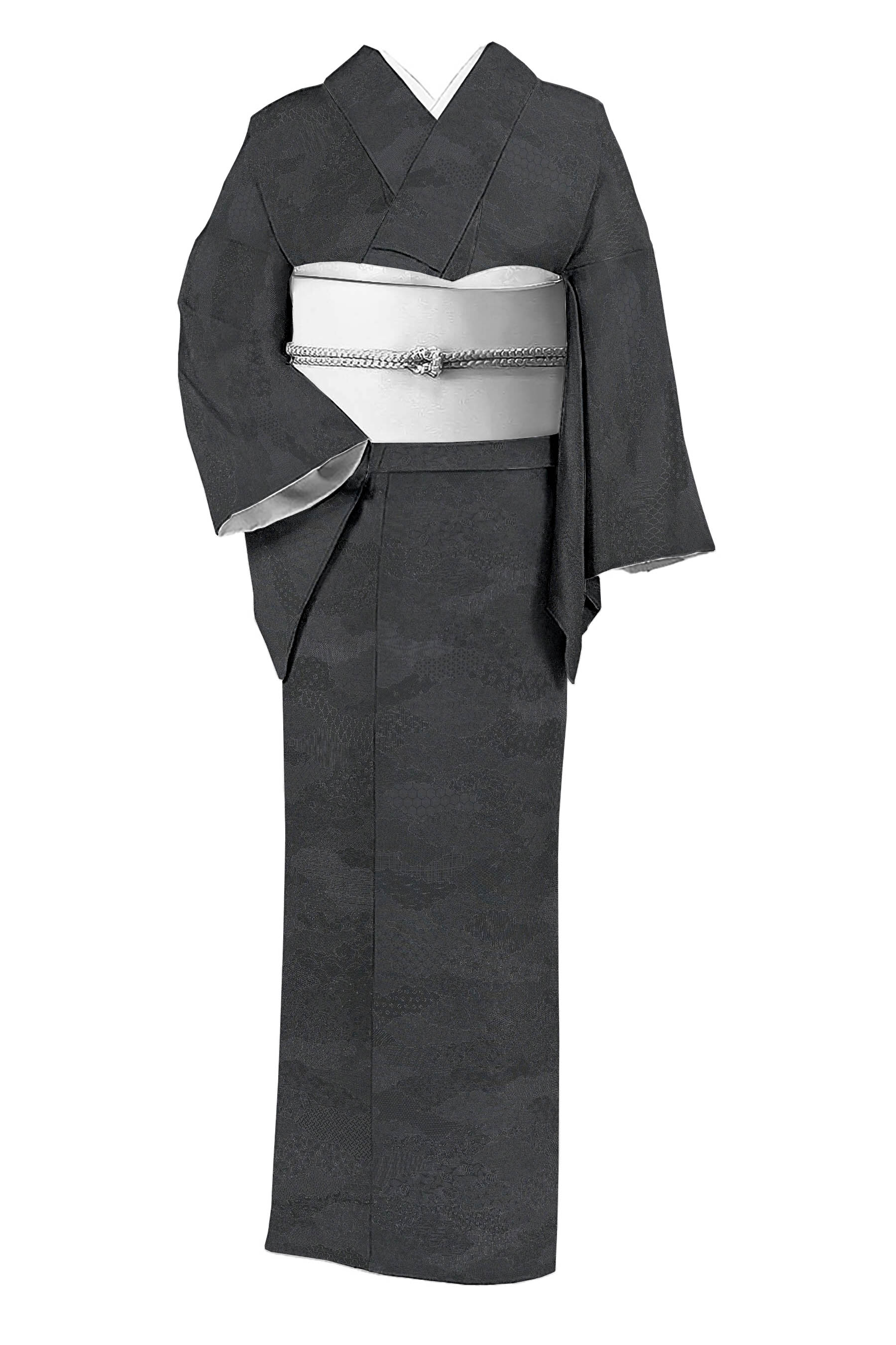 stylish stripe＊縞模様 ストライプ くすみカラー グリーン リサイクル小紋着物 A499 | kimono tento