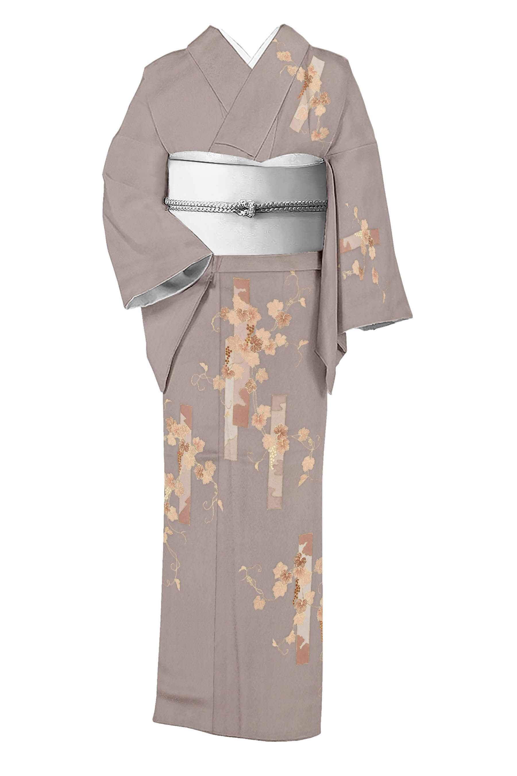 D215 夏着物　訪問着　葡萄　蔦　手描き　絽　正絹　美品 D215 夏着物 訪問着 葡萄 蔦 手描き 絽 正絹 美品 - メルカリ