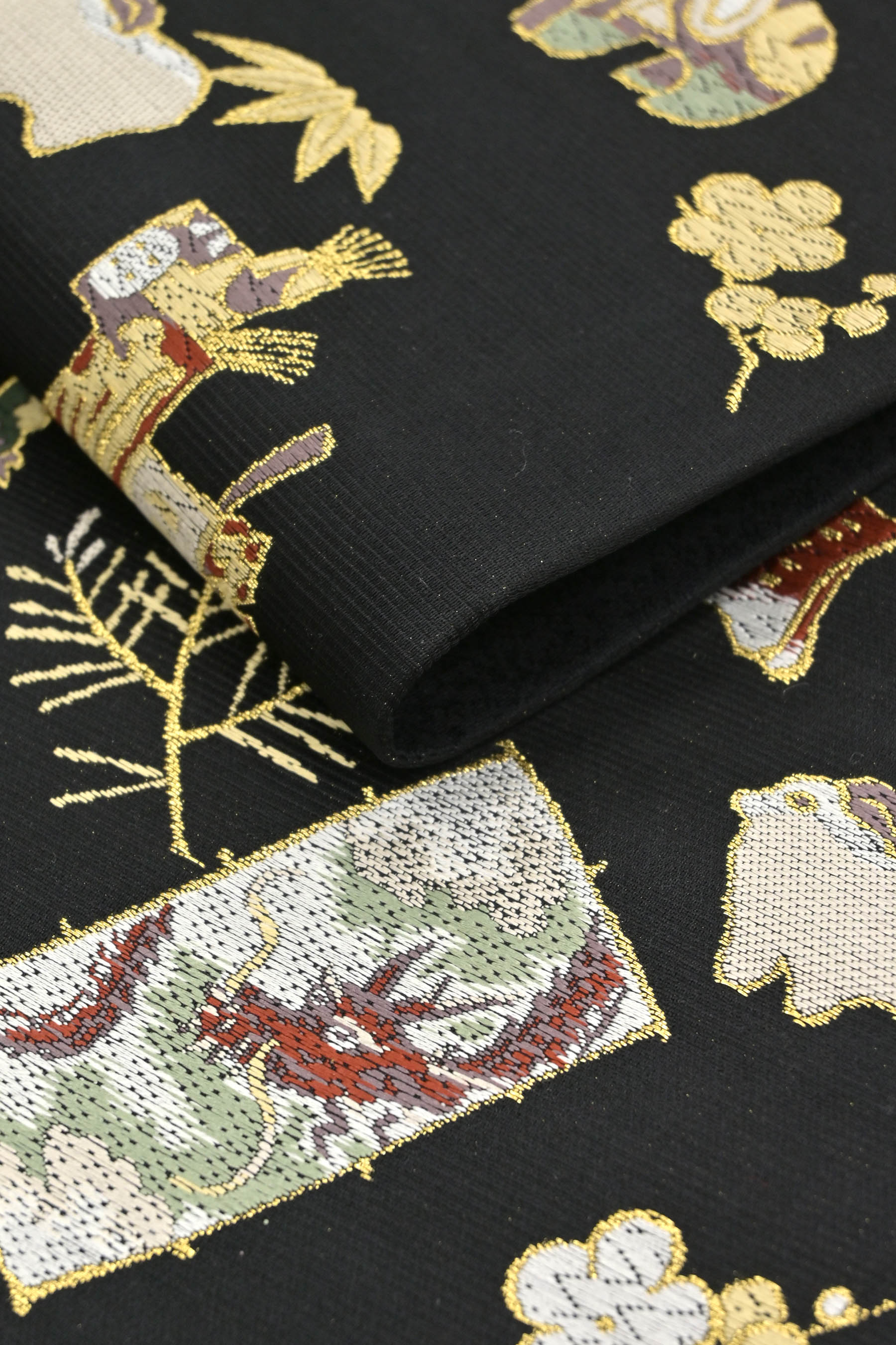 正絹 六通袋帯『山下織物』【刺繍 毬とかんざし】 No.1092｜着物・浴衣