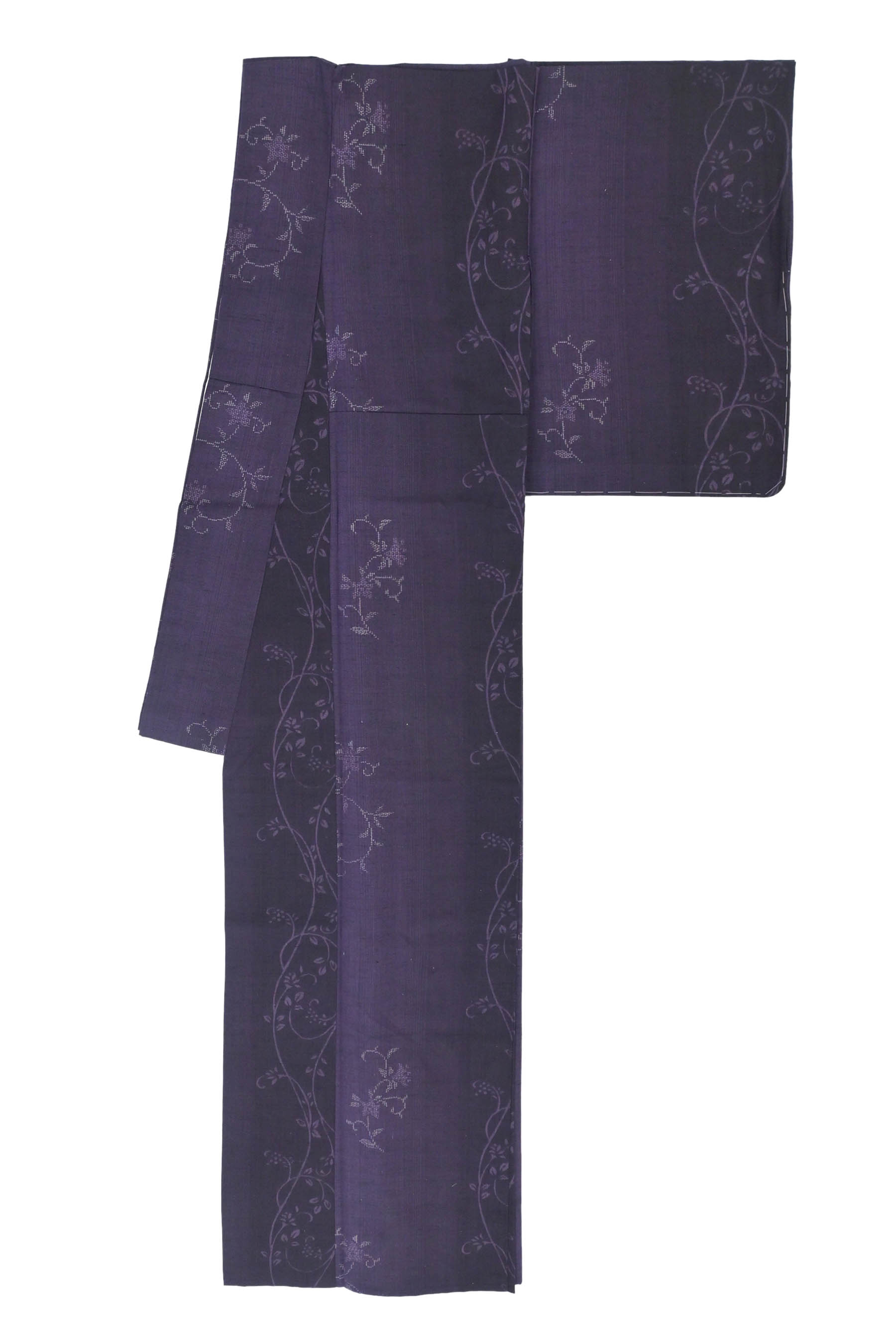 奥順】 正絹真綿結城紬 ≪単衣仕立て・中古美品≫ 「花唐草」 こだわり 