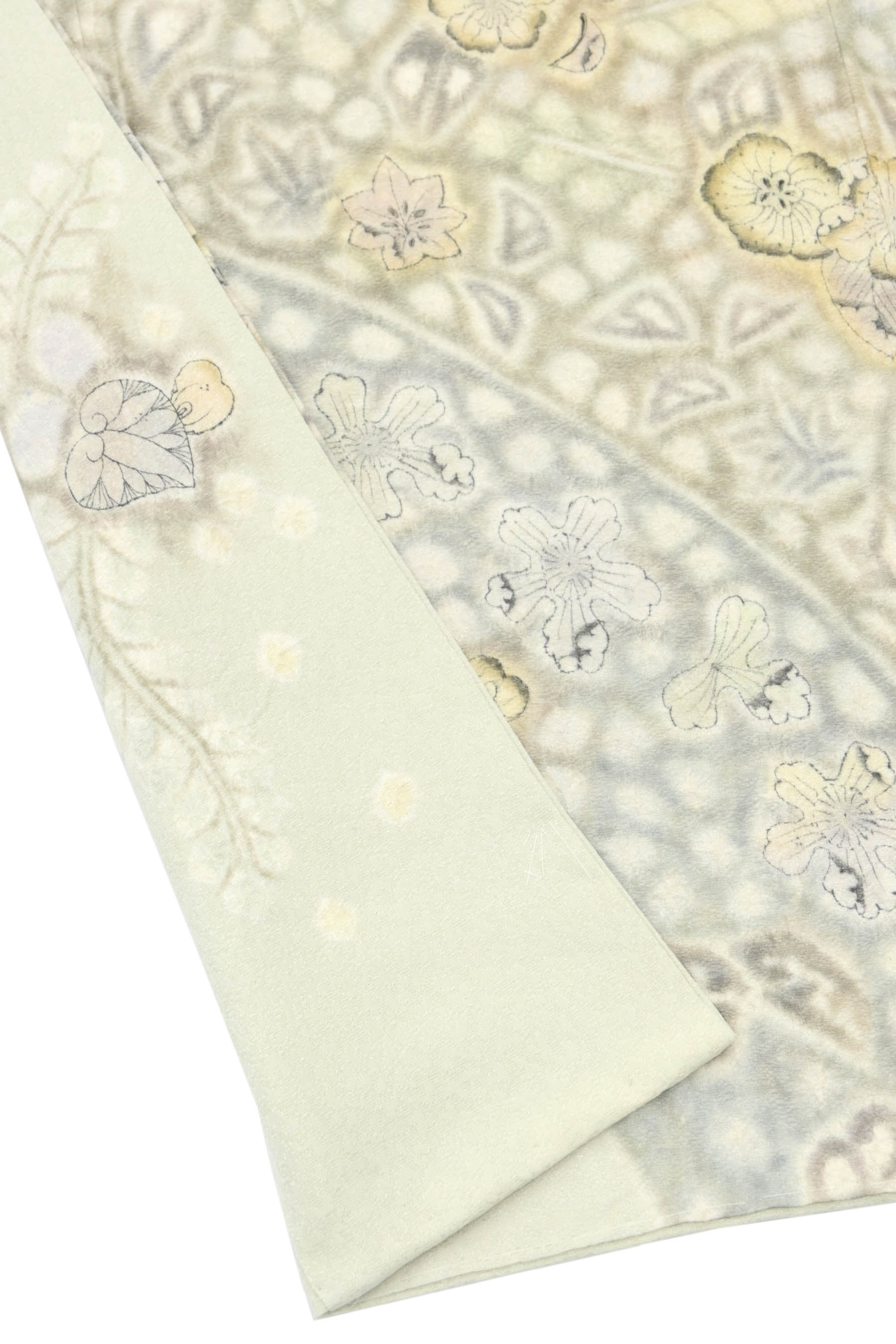 袋帯 美品 逸品 樋熊哲也 落款あり 辻が花 金通し 藍色 お太鼓柄 正絹 中古