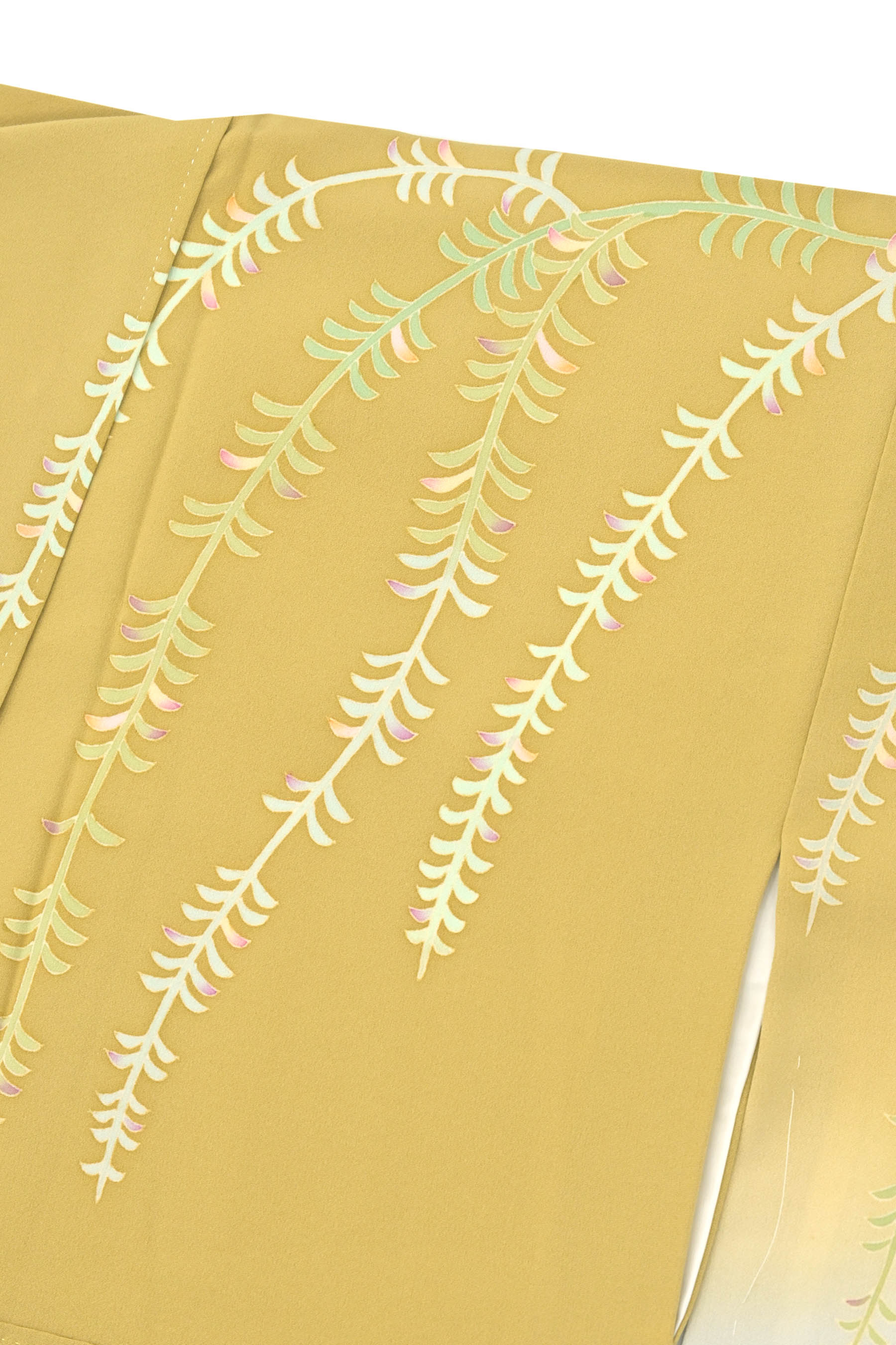 百貫達雄 加賀友禅作家 花柄 訪問着 正絹 白緑 黄緑 ピンク