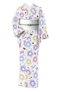【まとめ買い】 御仕立て上がり・中古美品】創作正絹染小紋 「八重桜重ね文様 着物・浴衣