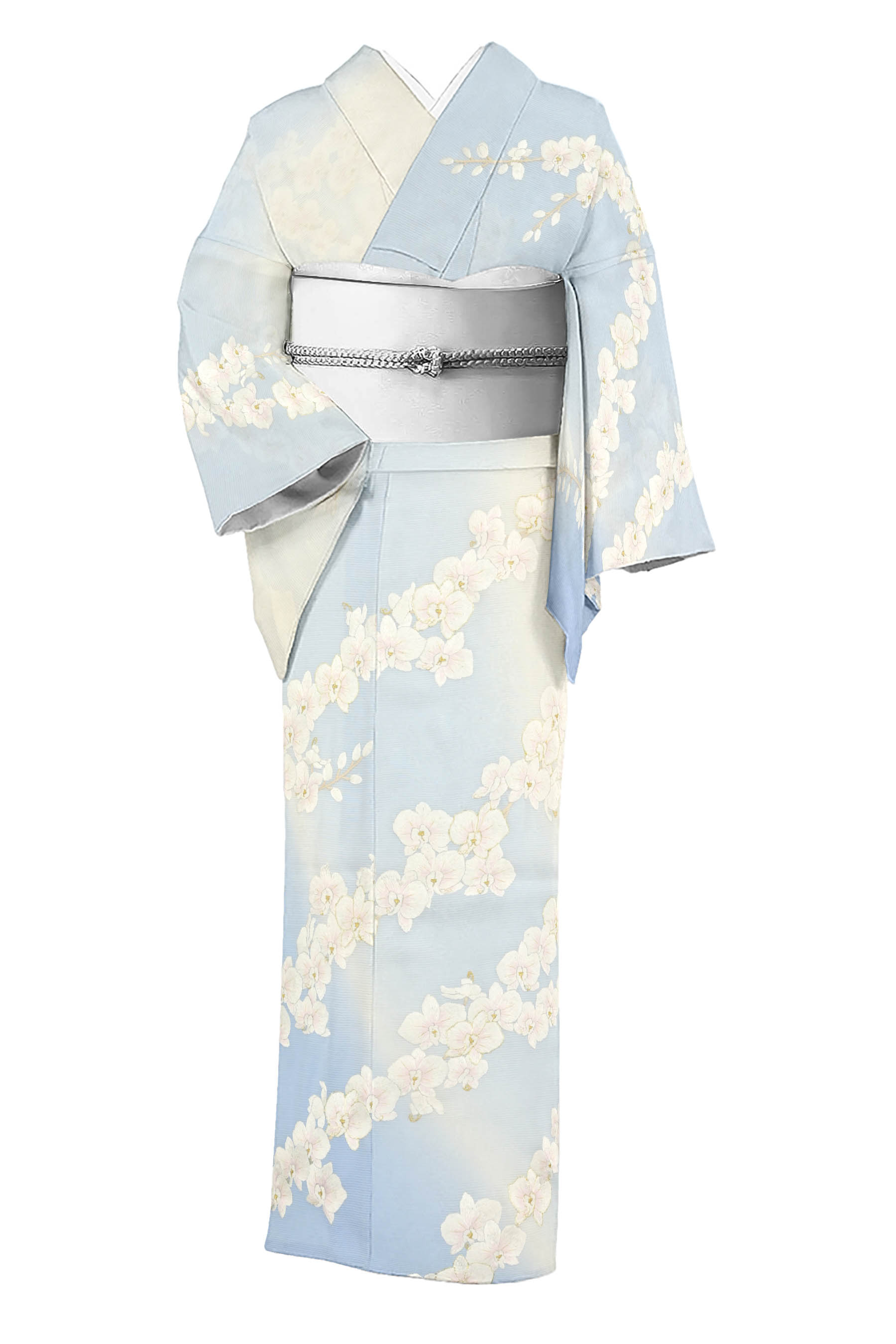 夏着物】 【京の名工房】 特選本手総刺繍絽訪問着 「胡蝶蘭 夏着物】 【京の名工房】 特選本手総刺繍絽訪問着 「胡蝶蘭