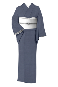 麻　夏着物　小千谷縮 本場小千谷縮麻夏着物小柄な方裄63.5 肩身丈154.5