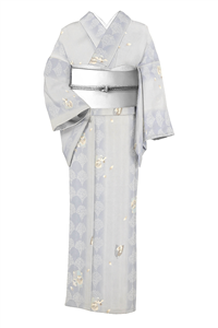 ★日本の職人技★ 夏物】 特選京友禅絽小紋 「松葉 ≪御仕立て上がり・中古美品≫ 着物・浴衣