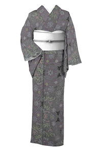 染め大島紬 大島紬 雲 七宝 花模様 小紋 着物 061t 着物・浴衣