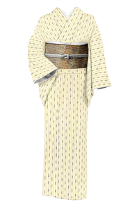 美品 桜の花模様 銀彩 縮緬 薄黄色 黒色 単衣 訪問着 着物 01