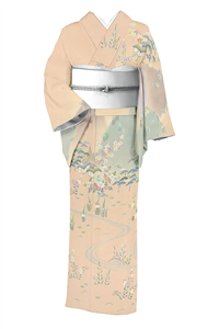 身丈154　裄64.5【上野為二・上野工房】本手加工京友禅訪問着・中古美品