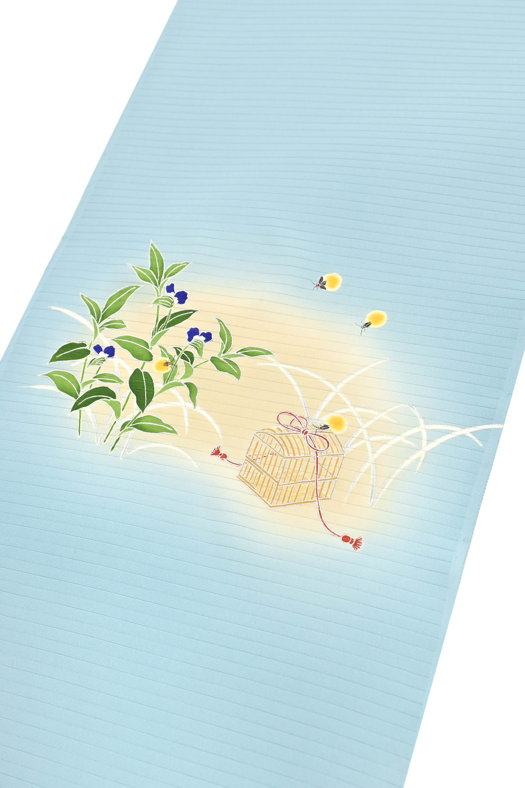 夏物】！わびさびの1点 秋の情趣いっぱい 染絽九寸名古屋帯 露草に蛍