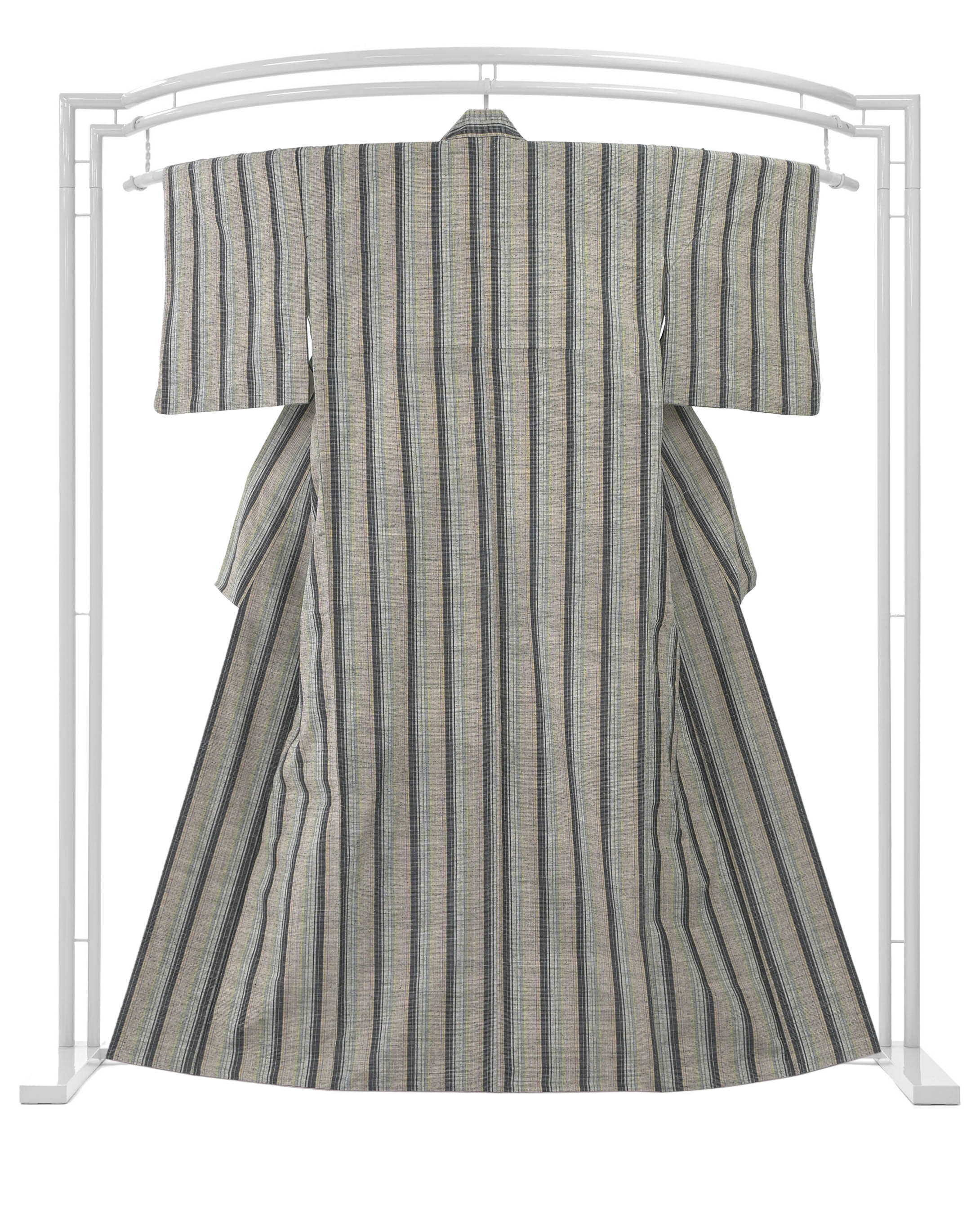 トールサイズ！】≪お仕立て上がり・中古美品≫創作正絹紬「縞間道。紬