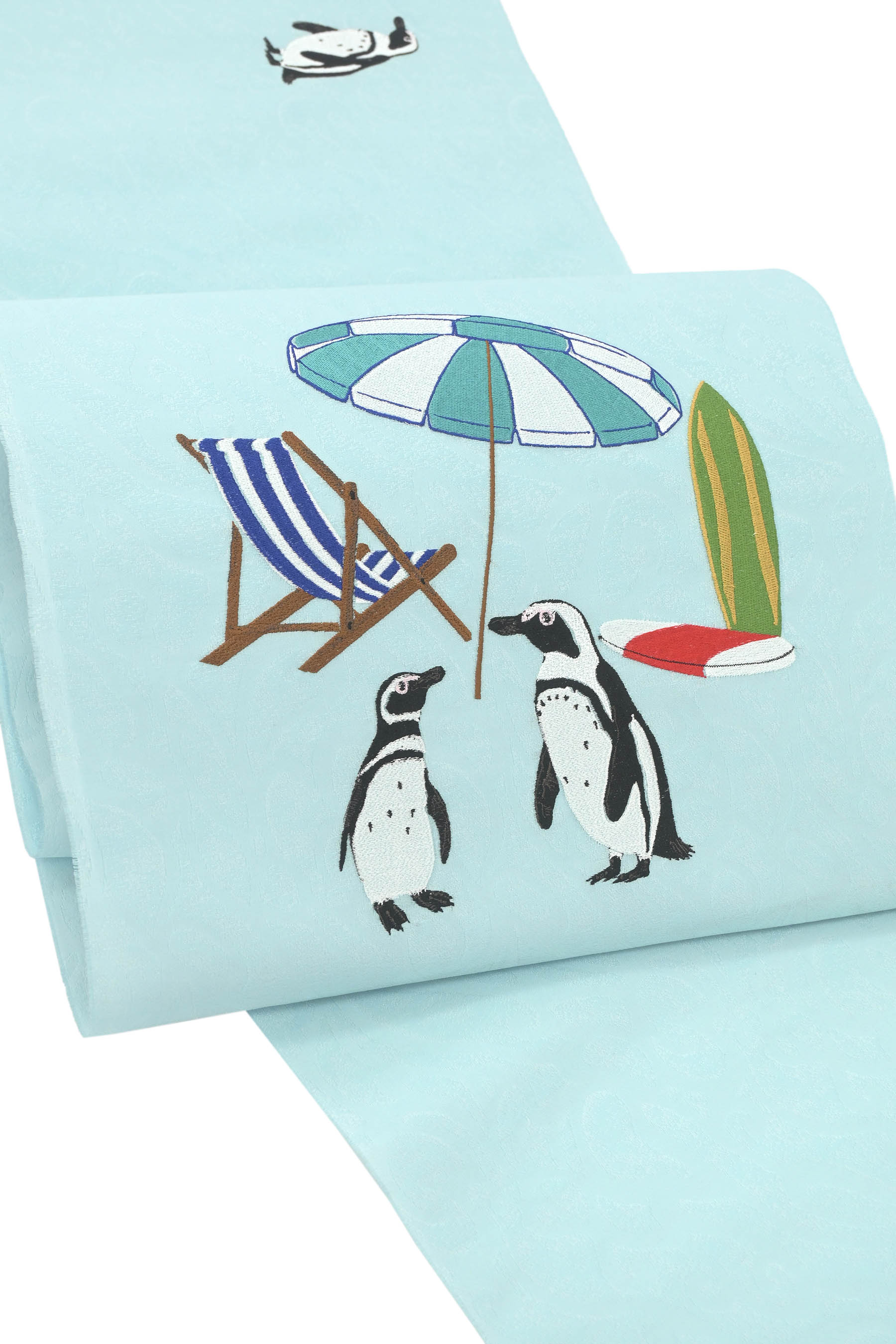 月初の大売出し！】 特選総刺繍九寸名古屋帯 「夏を楽しむペンギン