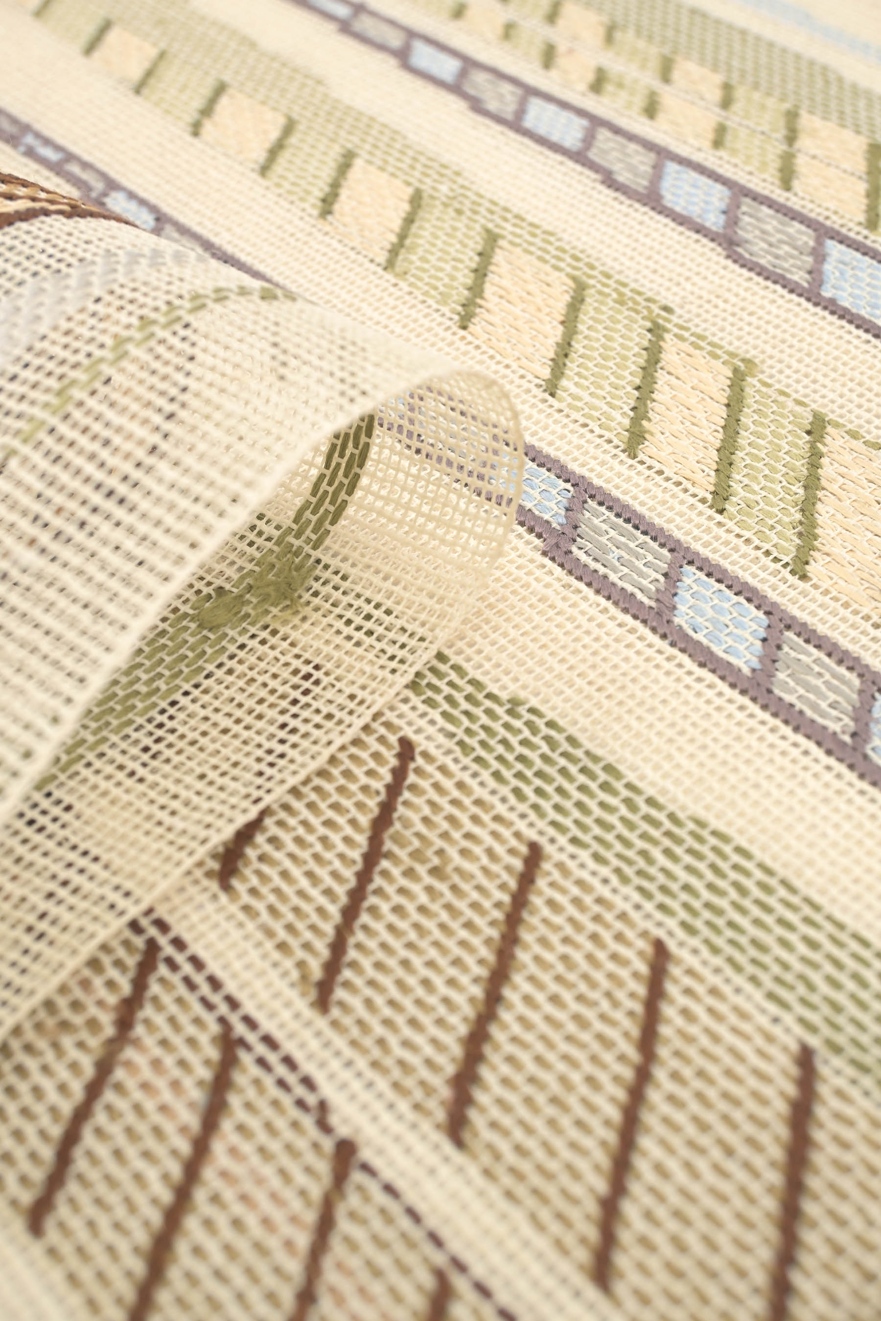 夏帯】 正絹創作手刺繍紗八寸名古屋帯 紗刺し ≪御仕立て上がり・中古