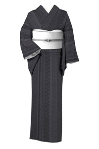 伝統工芸品 本塩沢】 ≪御仕立て上がり・単衣仕立て・中古美品≫ 「絣